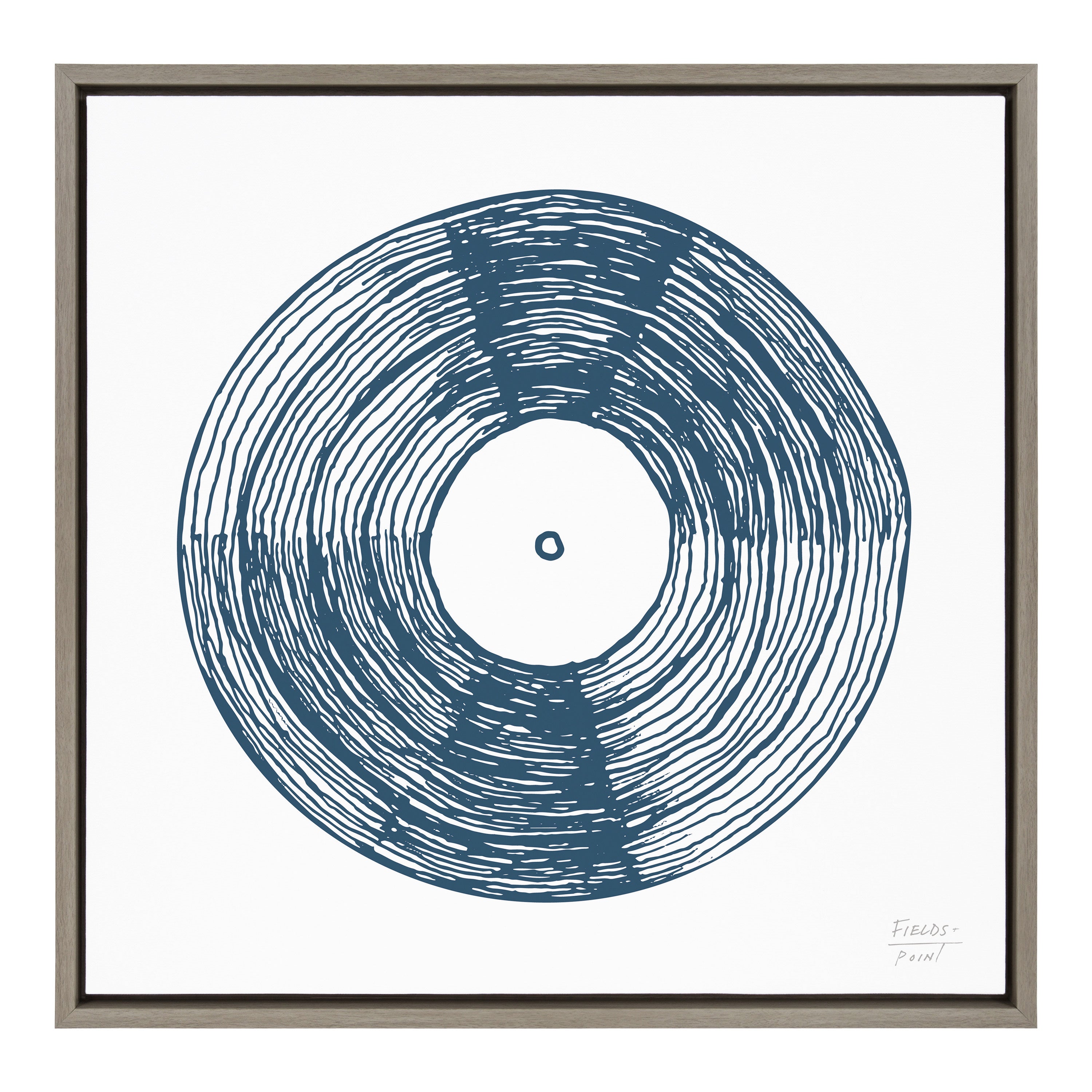 Sylvie Record Blue Framed Canvas by Statement Goods
