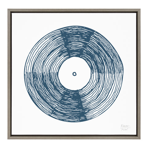 Sylvie Record Blue Framed Canvas by Statement Goods