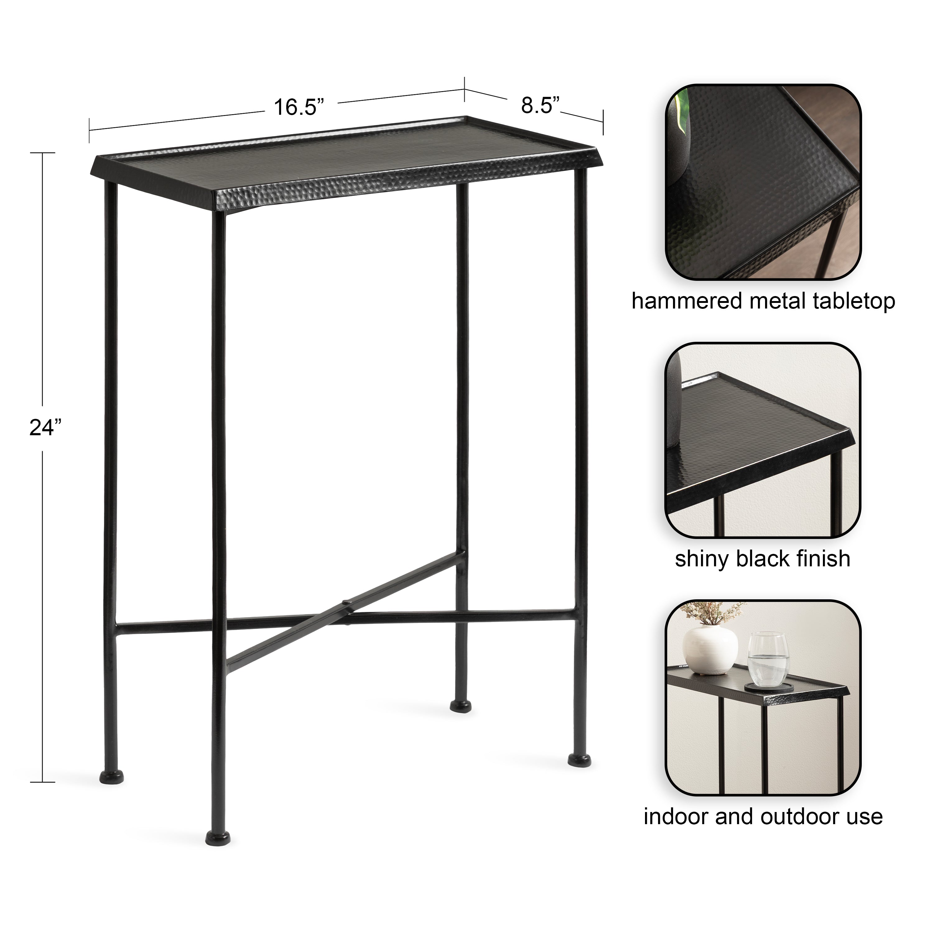 Side Table Black 17x9x24 2
