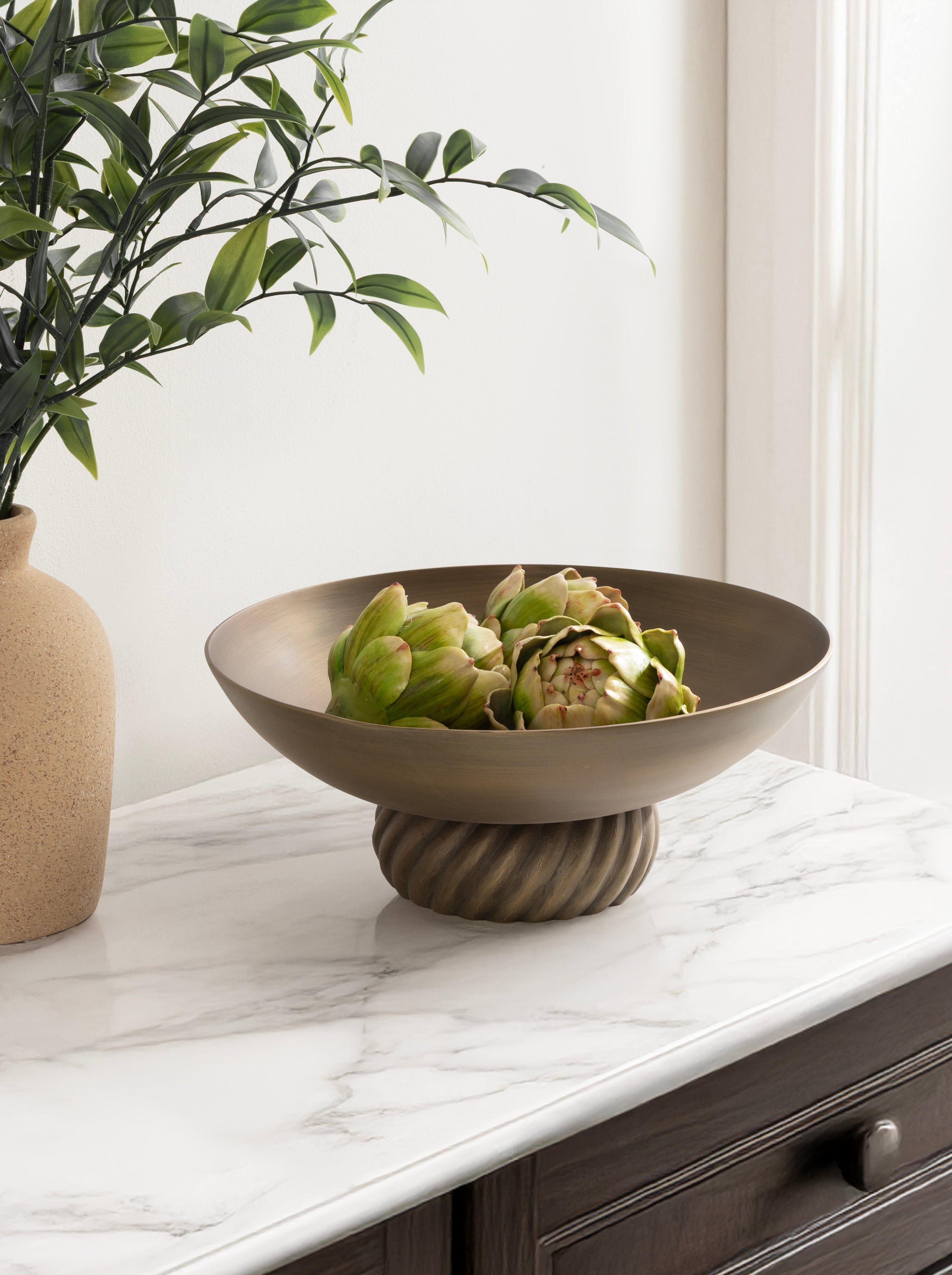 Trenza Round Footed Metal Bowl