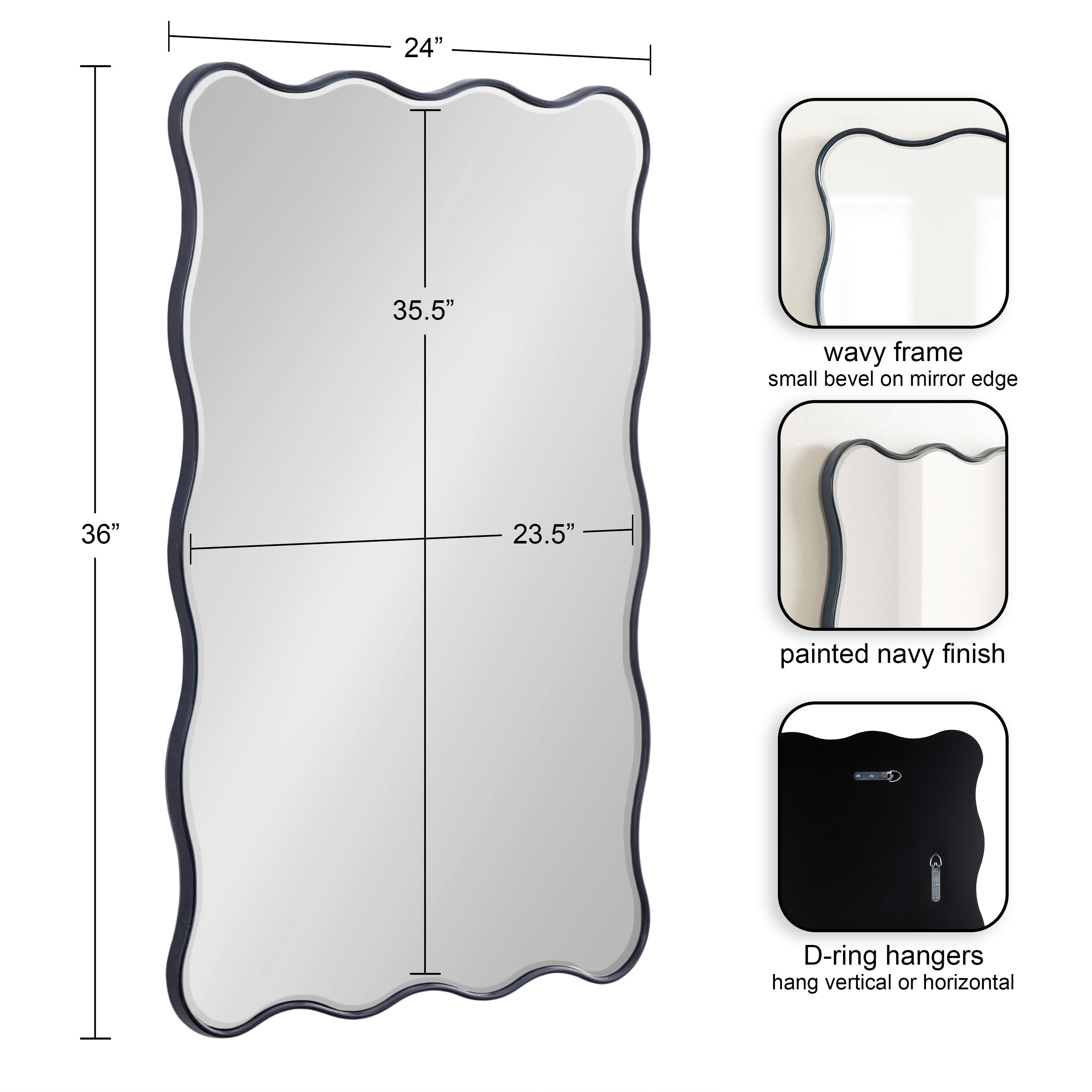 Viona Rectangle Scalloped Mirror