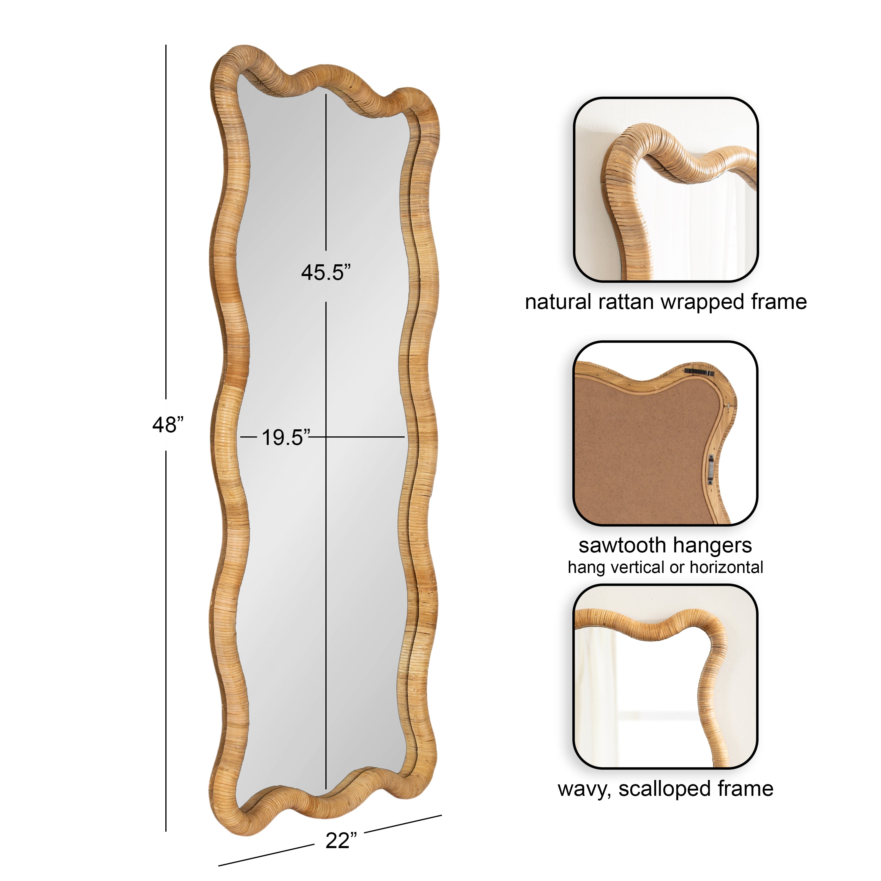 Full Length Mirror 22x48 Natural 2