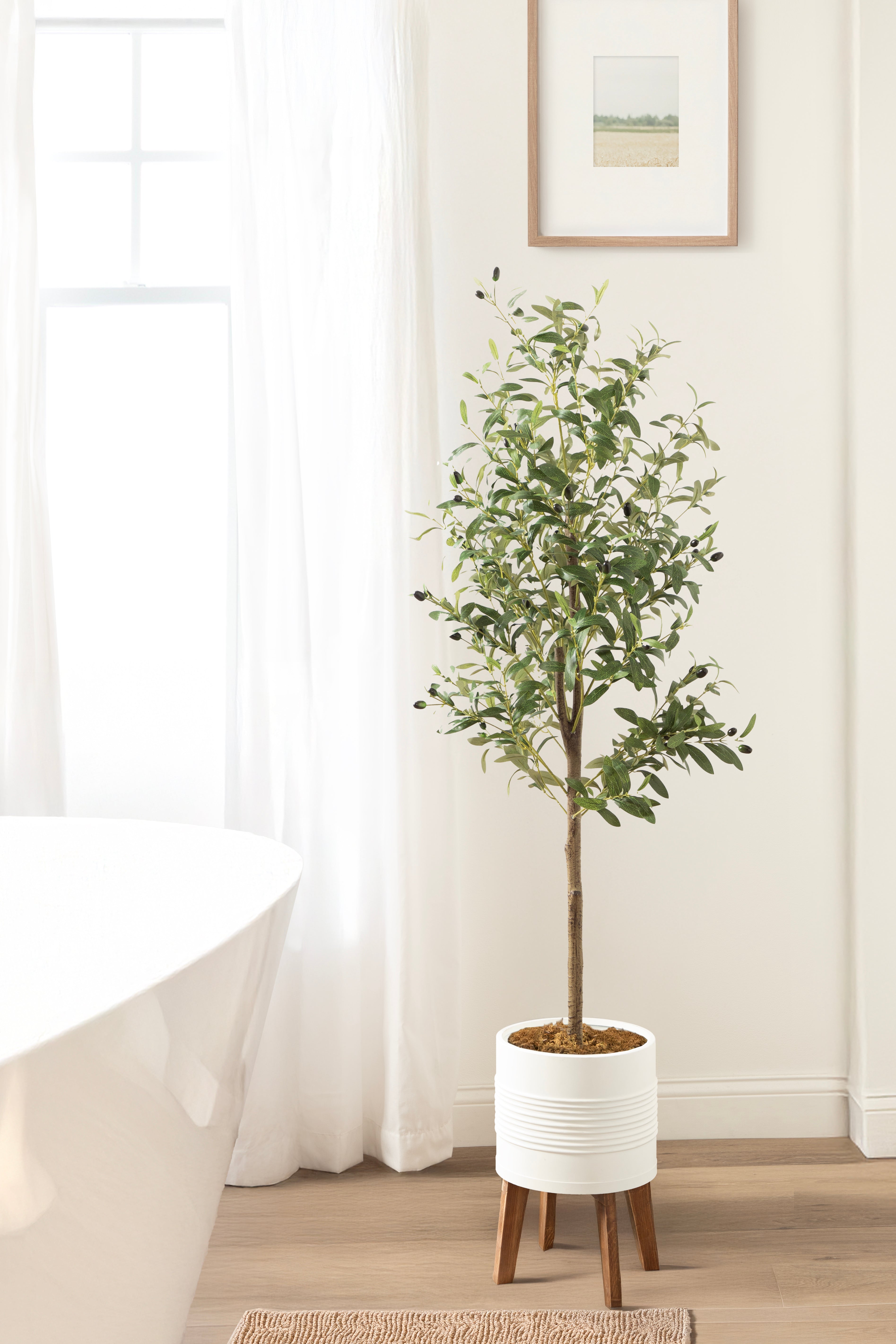 Faux Tree 5.5' White Rustic Brown 7