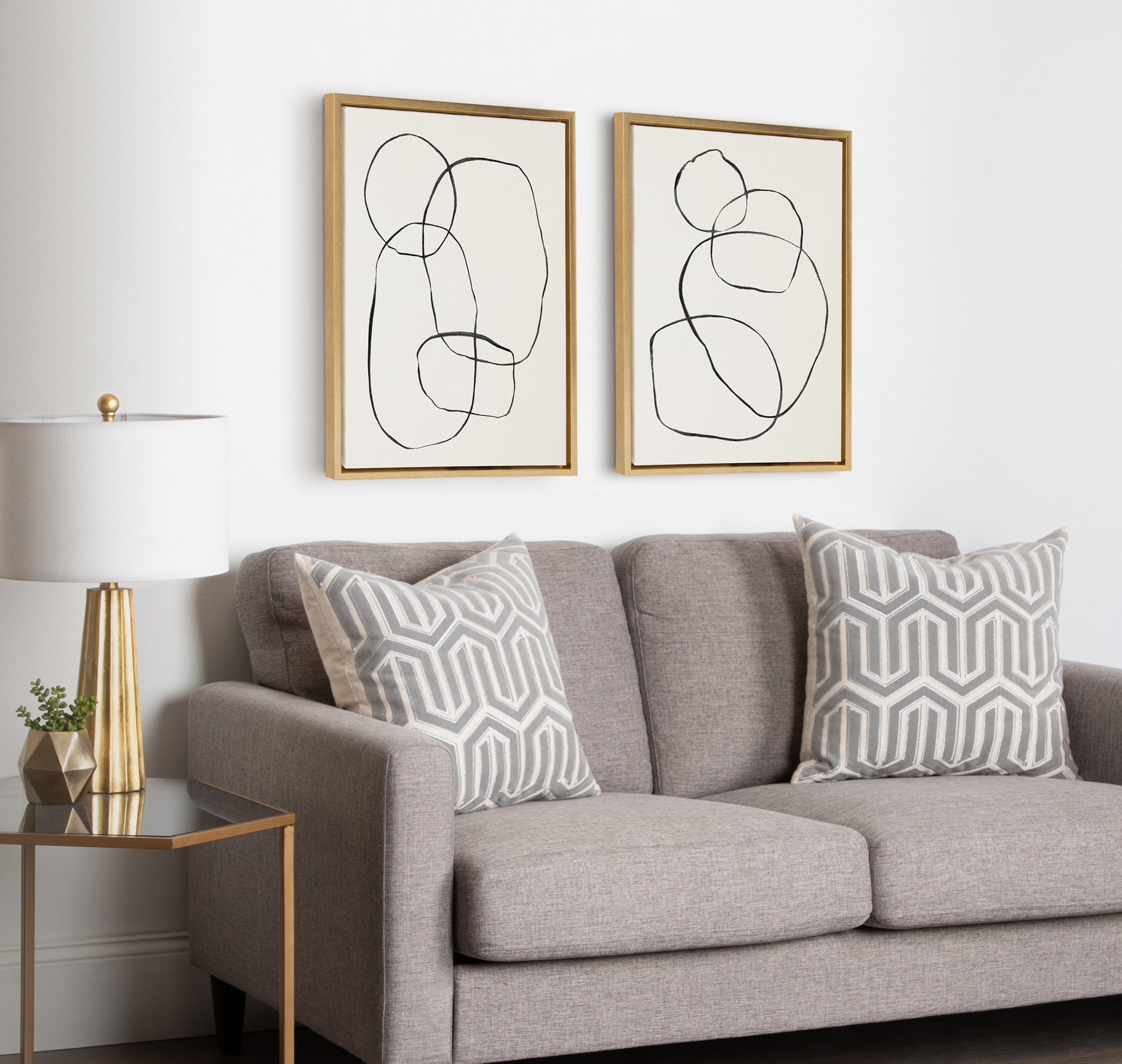 Sylvie Going in Circles Framed Textured Canvas Set by Teju Reval of SnazzyHues