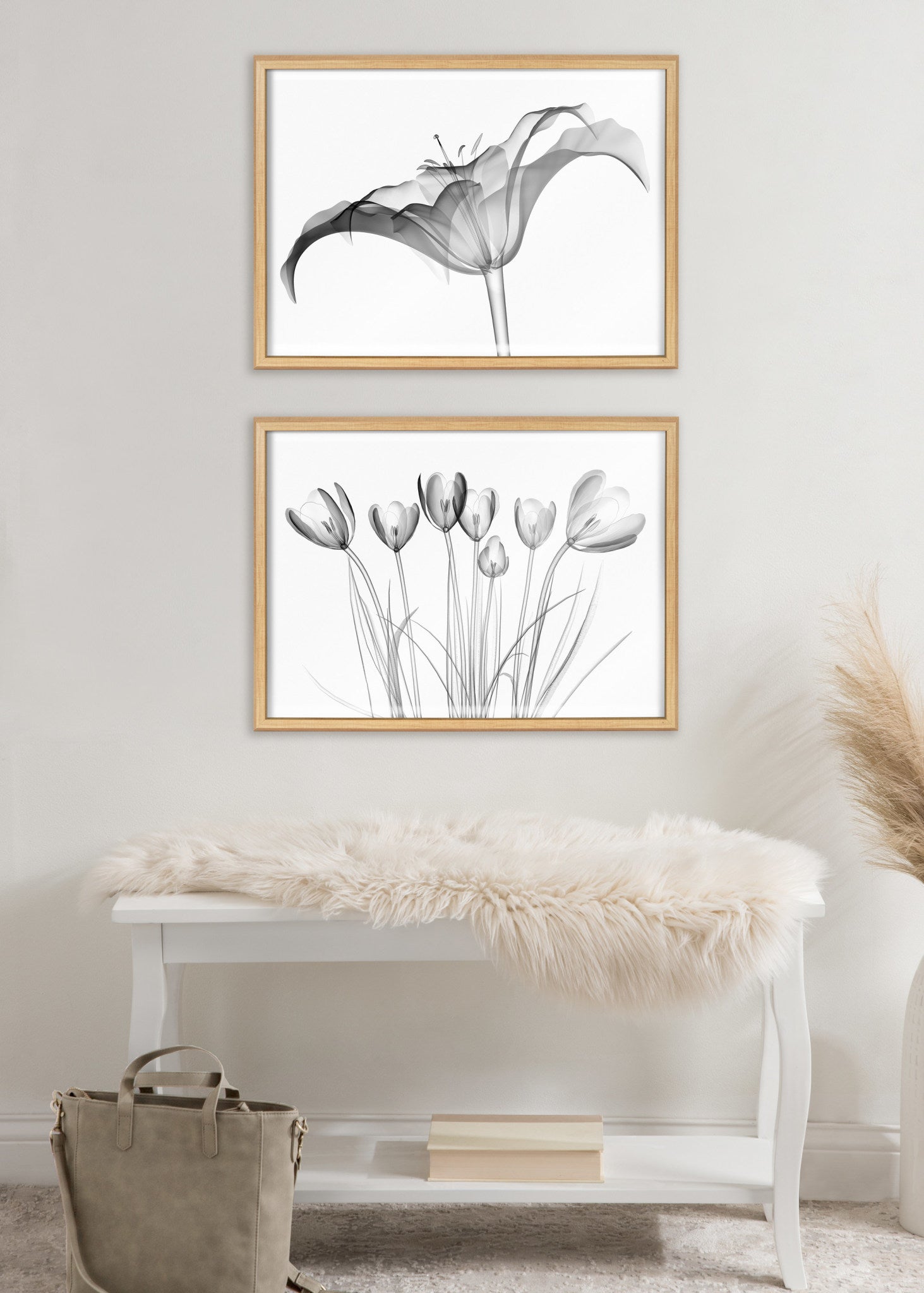 Blake Lily X Ray Floral BW Framed Printed Art by The Creative Bunch Studio