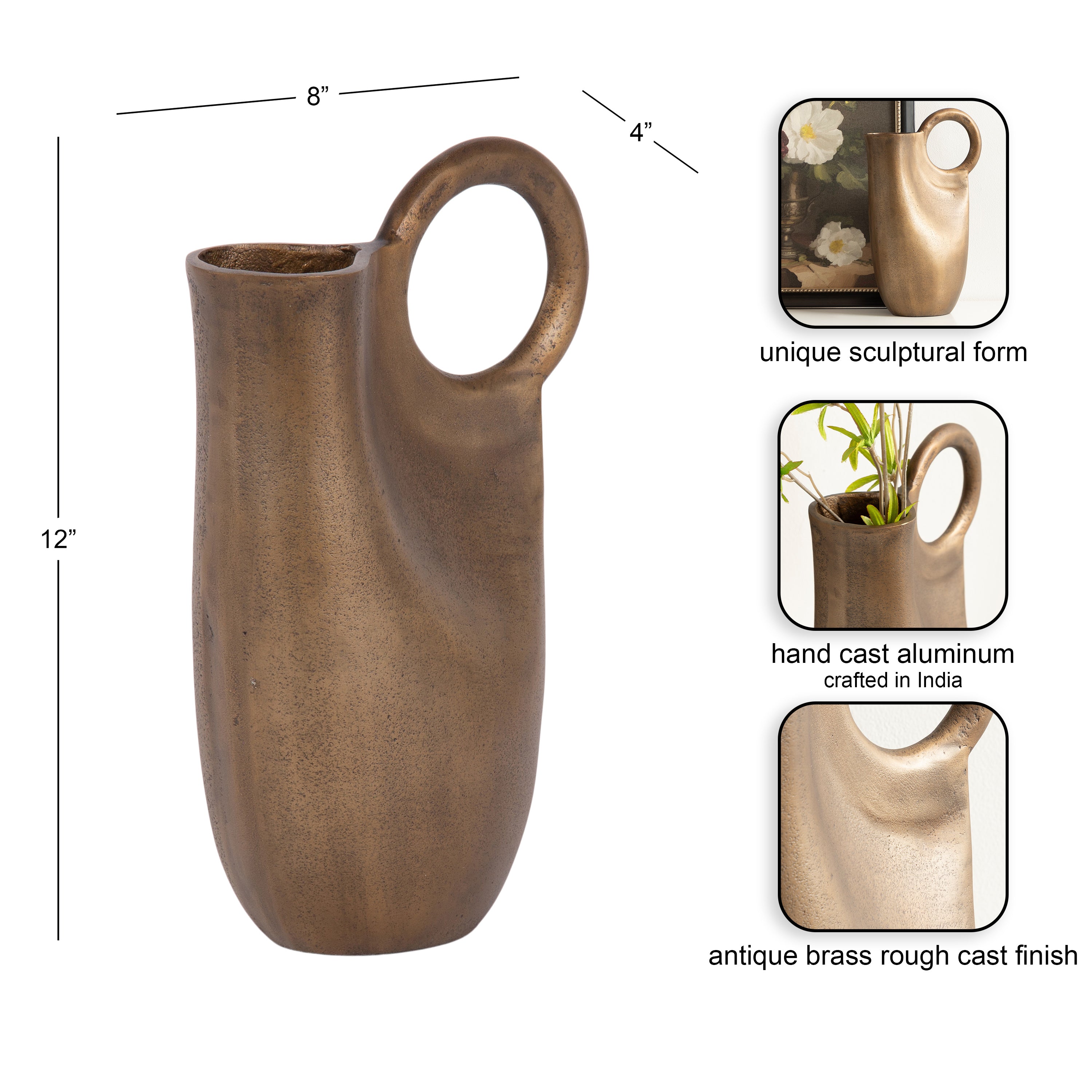 Vase 8x4x12 Gold 2