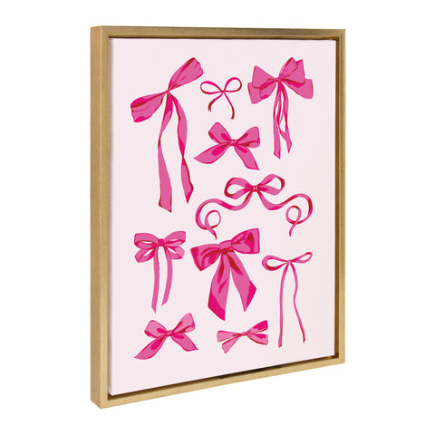 Sylvie Pink Bows Framed Canvas by Honey Island Studio