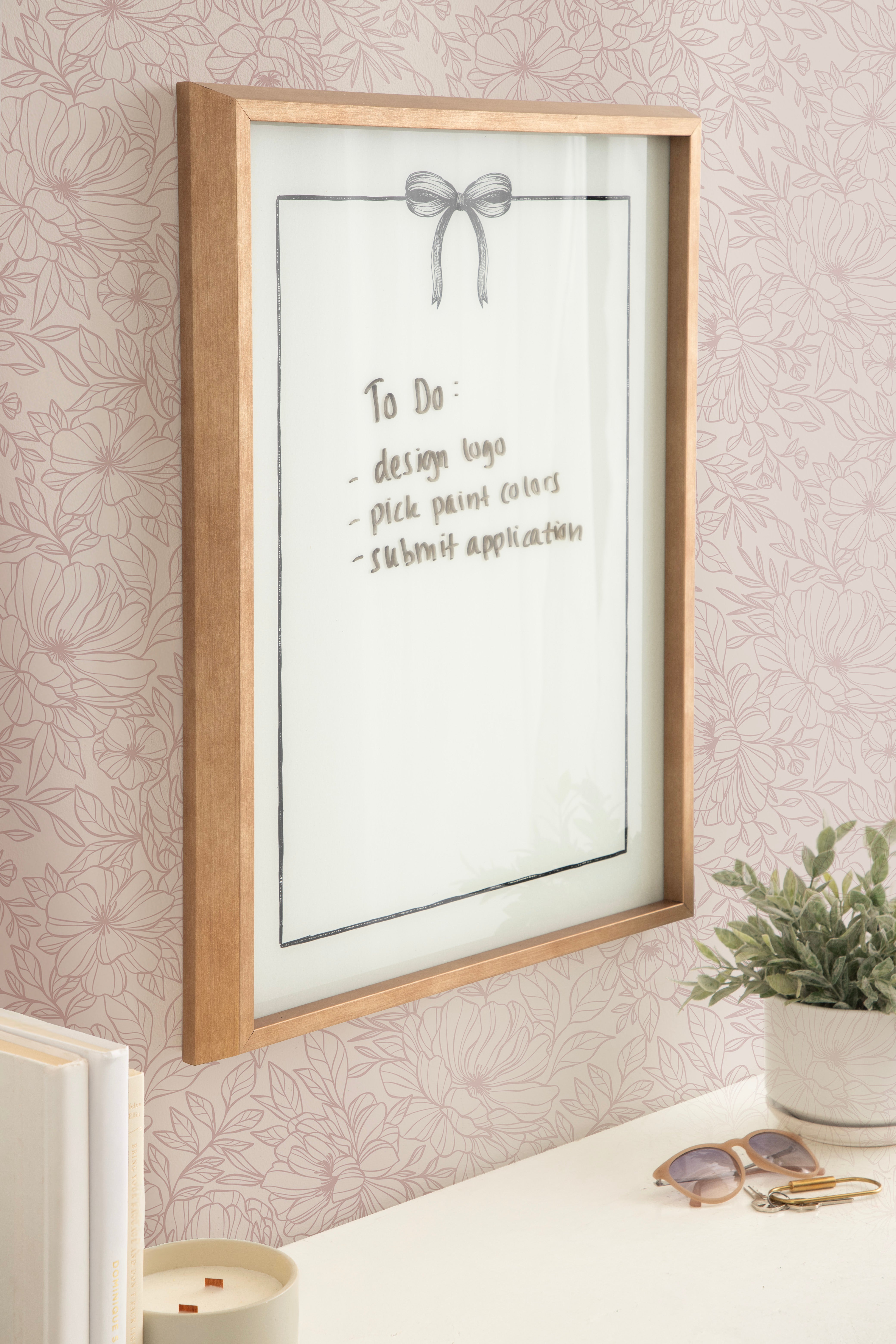 Coquette Black Bow and Frame Dry Erase by The Creative Bunch Studio Framed Glass Dry Erase Wall Art White Board