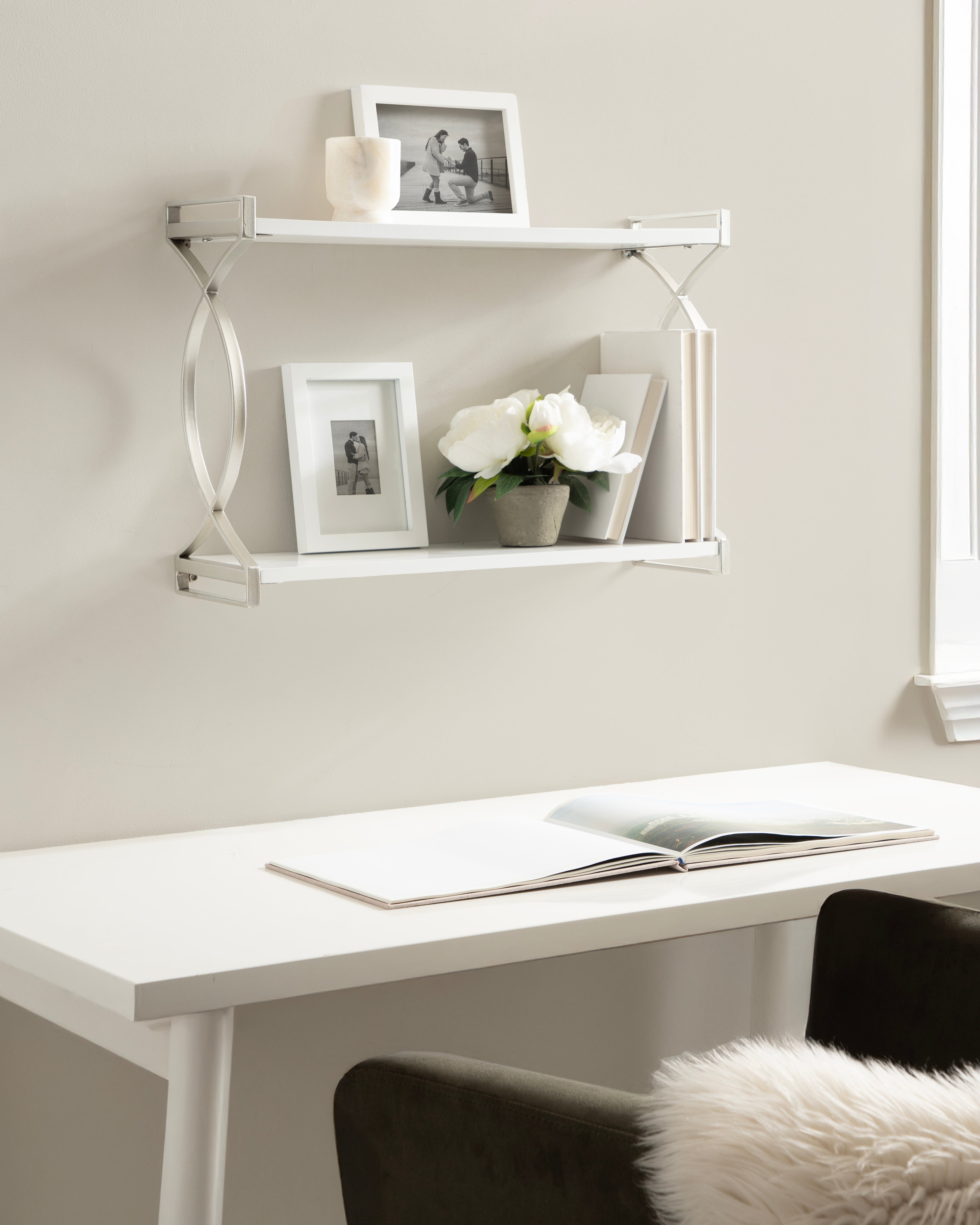Accent Shelf 24x7x16 Silver White 7