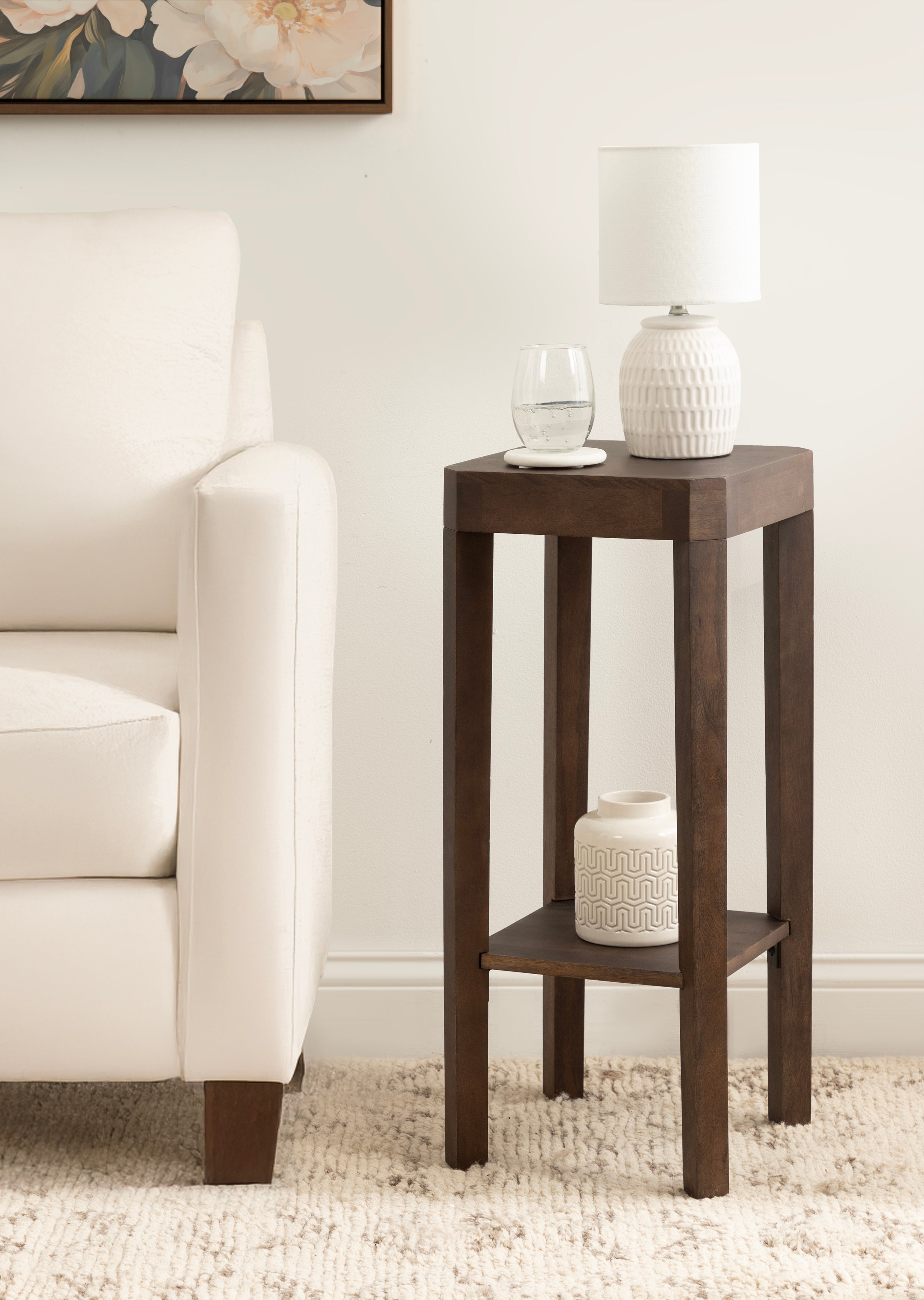 Side Table Dark Brown 12x12x28 6