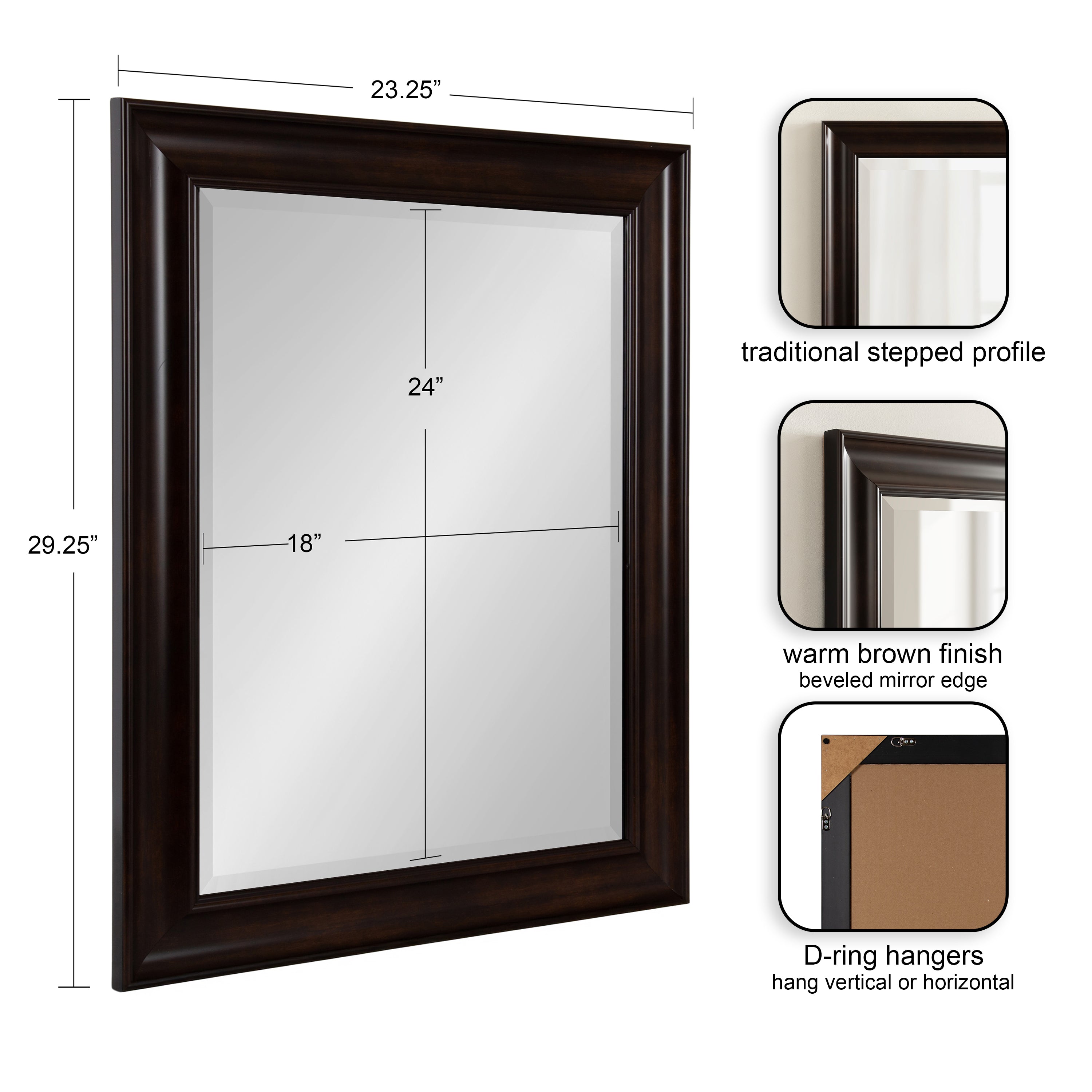 Rectangle Mirror Brown 24x30 2