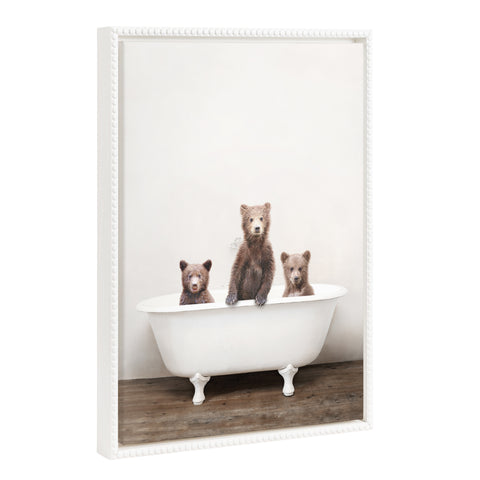 Sylvie Beaded Three Little Bears in Vintage Bathtub Framed Canvas by Amy Peterson