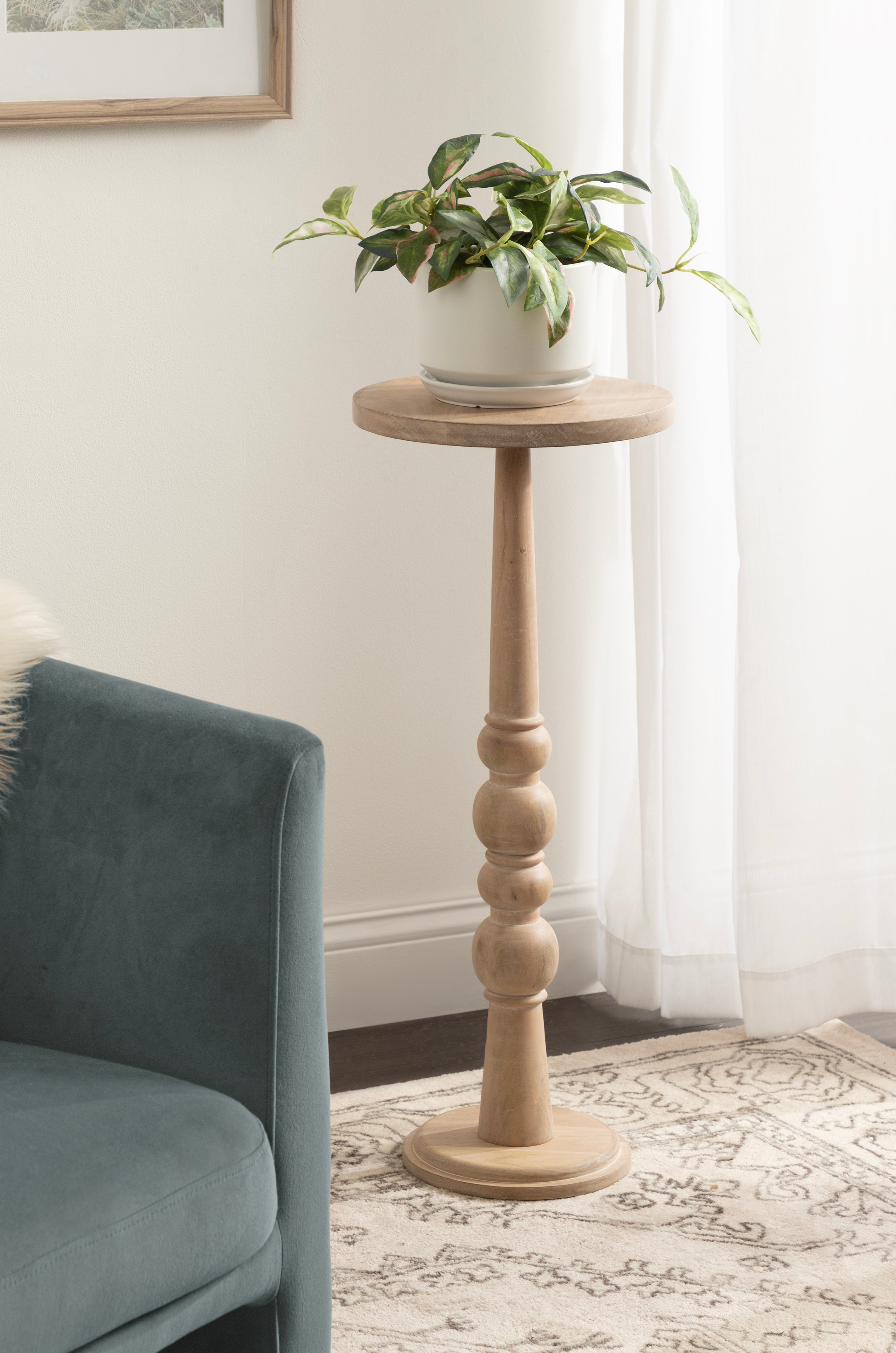 Side Table Natural Beige 12x12x30 6