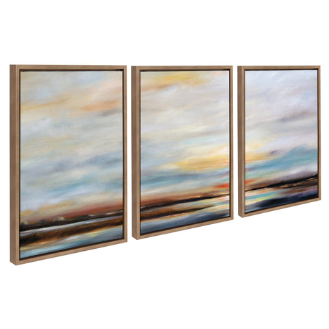 Sylvie Carolina Sunset Triptych Framed Canvas Art Set by Mary Sparrow