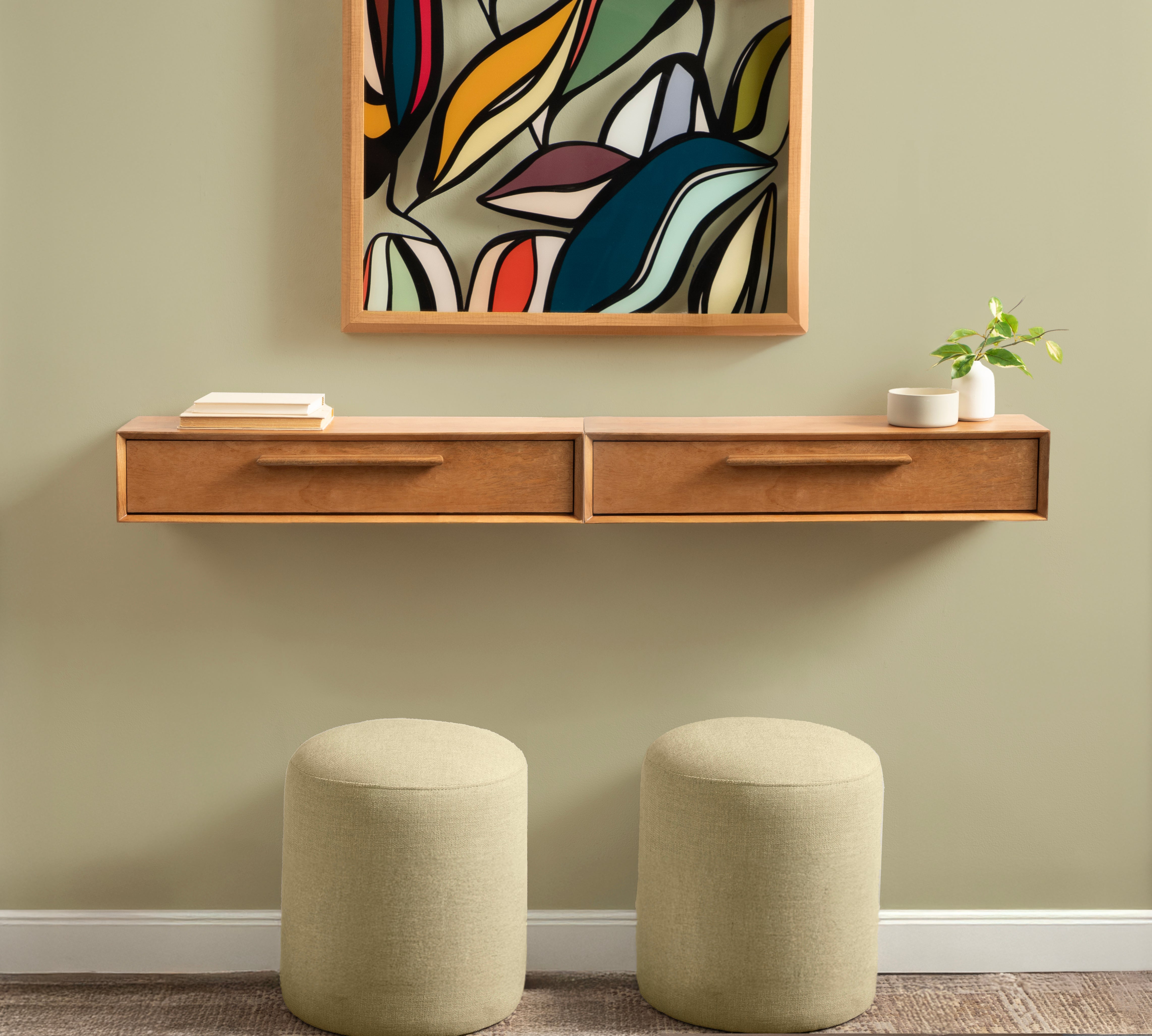 Floating Console Table Natural Biscuit 30x9x6 8