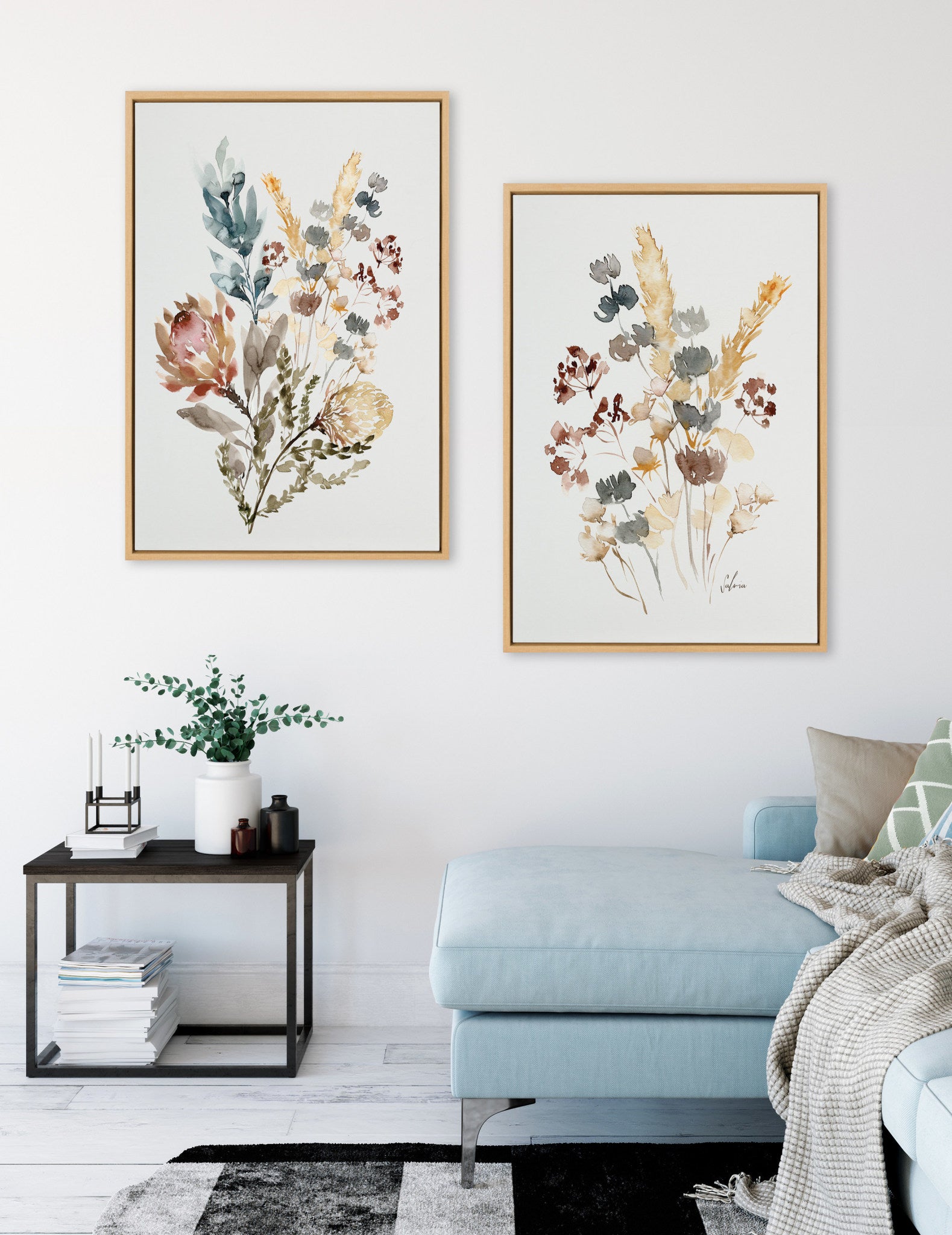 Sylvie Wildflower Bunch and Wild Salvia Framed Canvas Art Set by Sara Berrenson