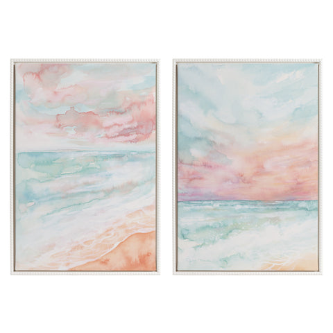 Sylvie Beaded All is Calm and Sky and Sea Framed Canvas Art Set by Julie Maida