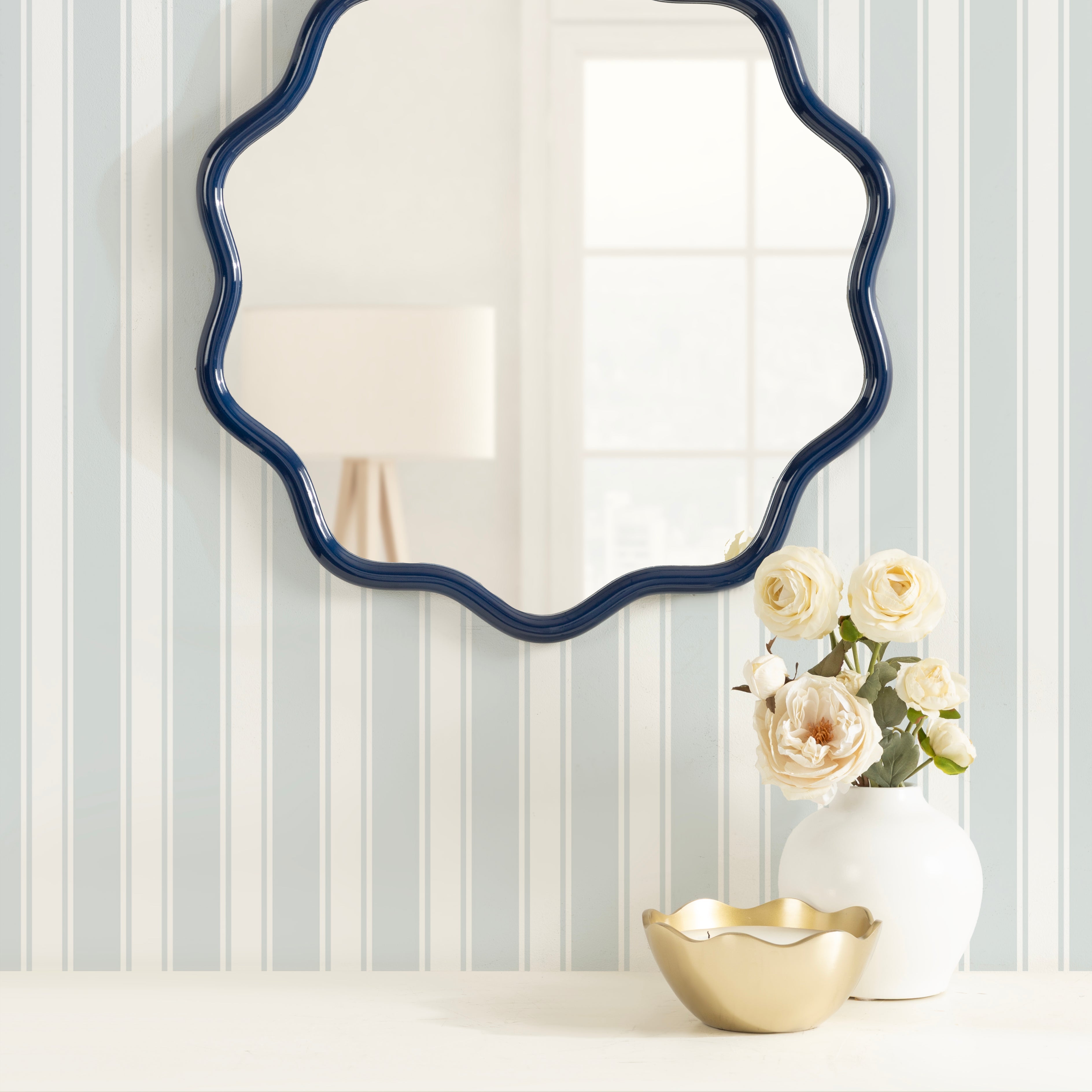 Scallop Mirror 26x26 Navy Blue 6