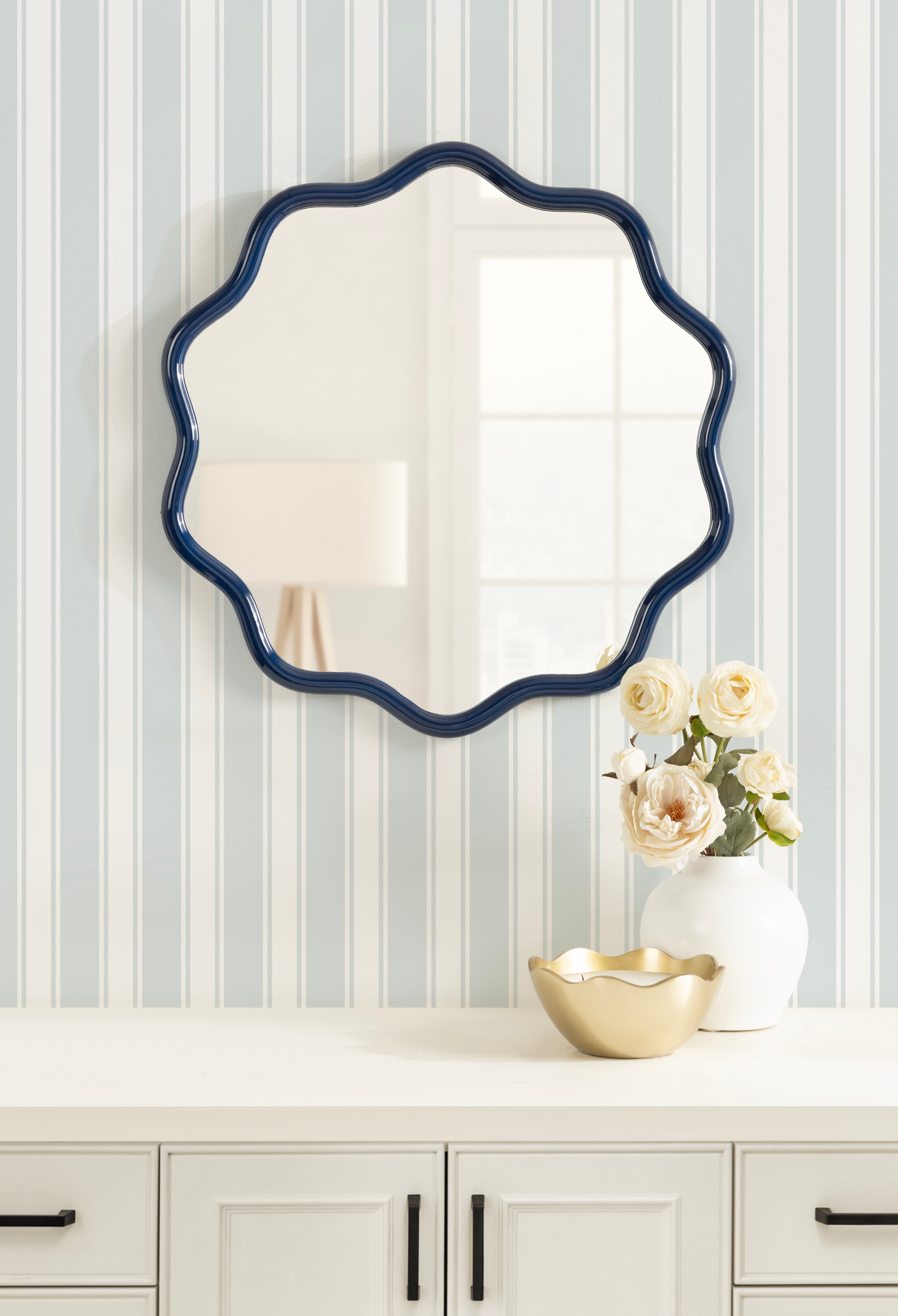 Scallop Mirror 26x26 Navy Blue 6