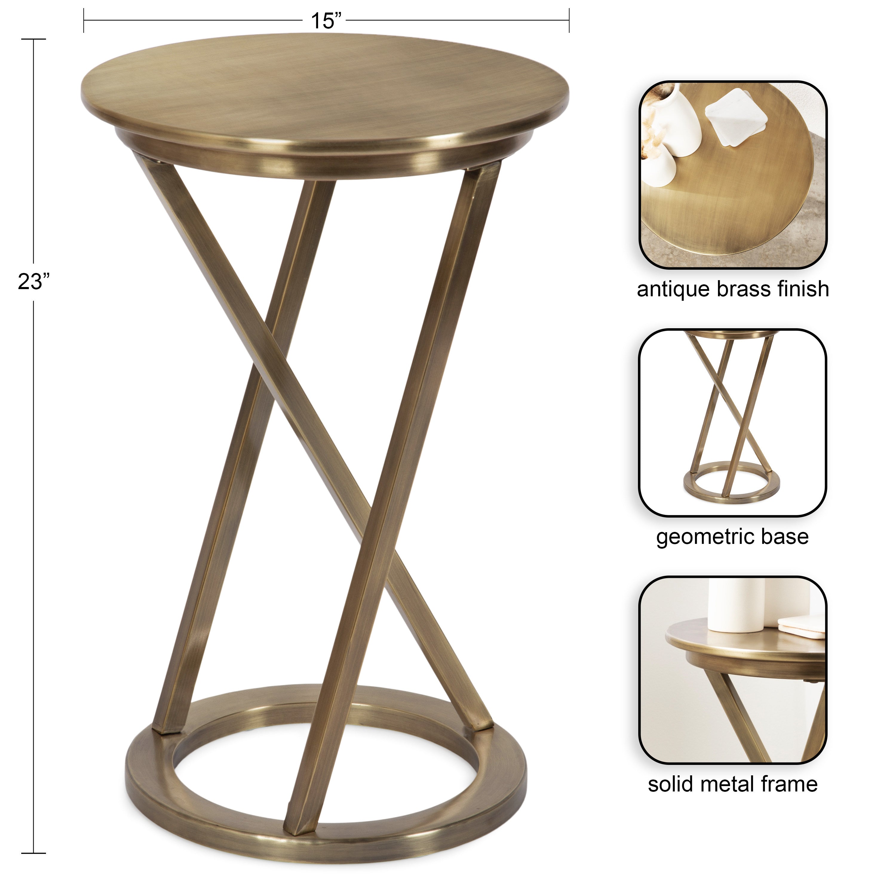 Side Table Gold 15x15x23 2