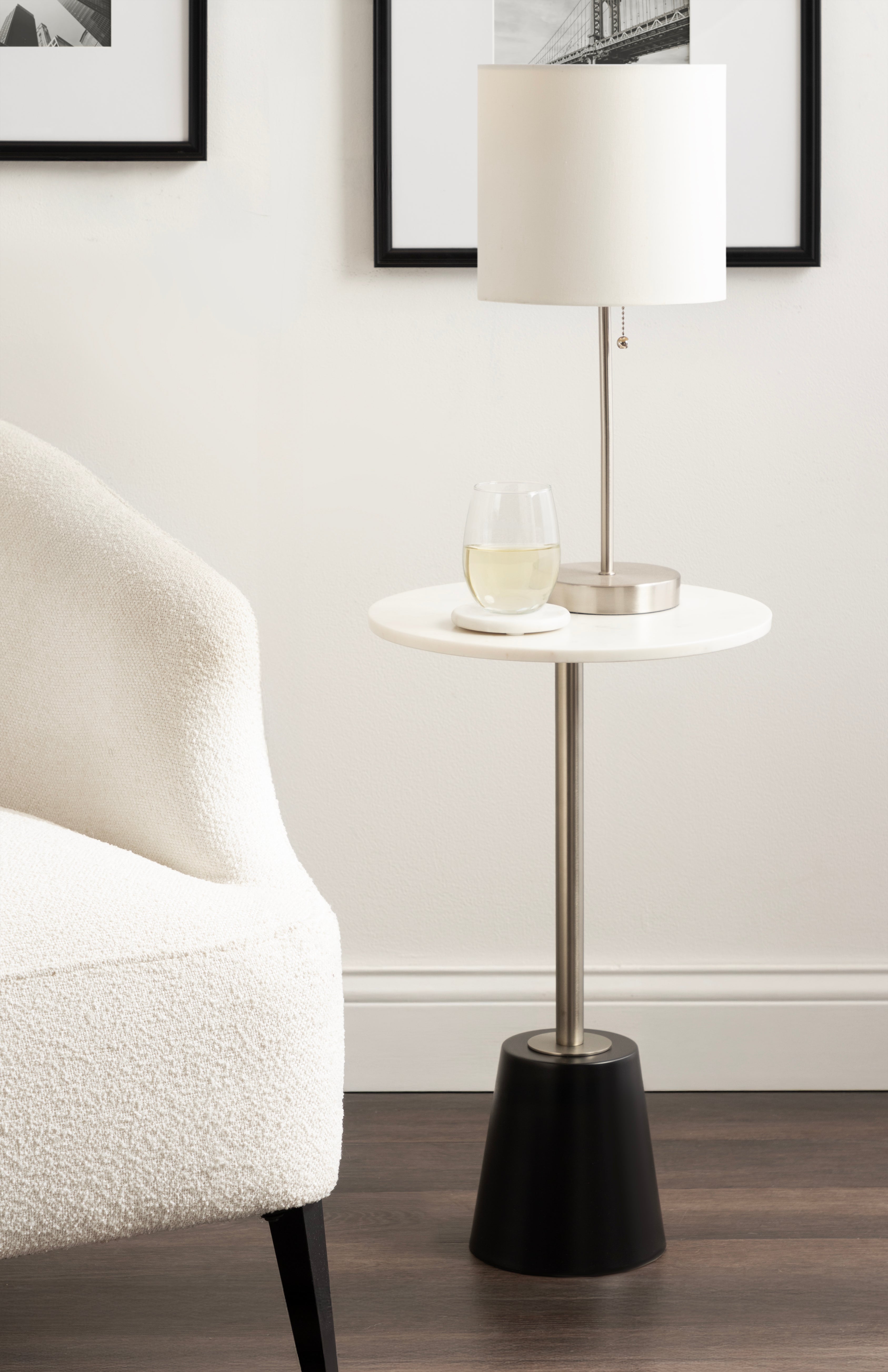 Side Table White Black 14x14x24 6