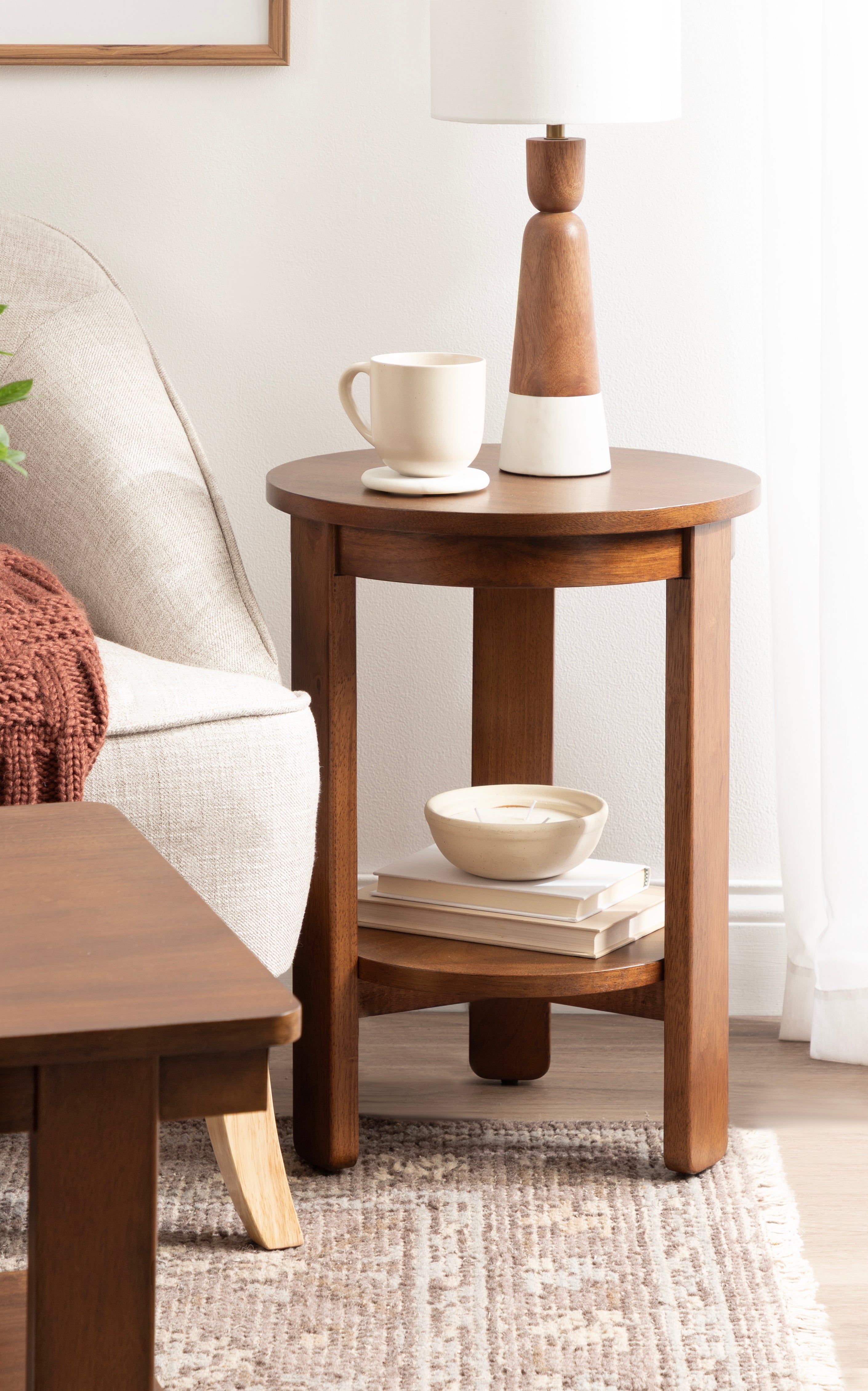 Side Table Walnut Brown 16x16x23 7