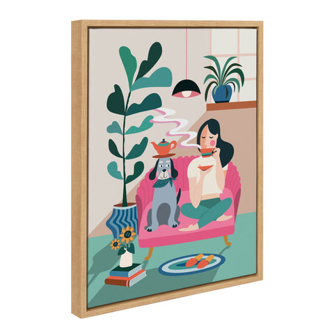 Sylvie Mid Century Modern Tea Time Framed Canvas by Rachel Lee of My Dream Wall