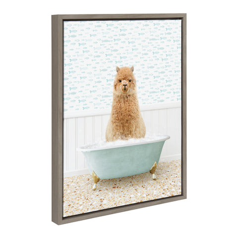 Sylvie Alpaca in Little Fish Bath Framed Canvas by Amy Peterson Art Studio