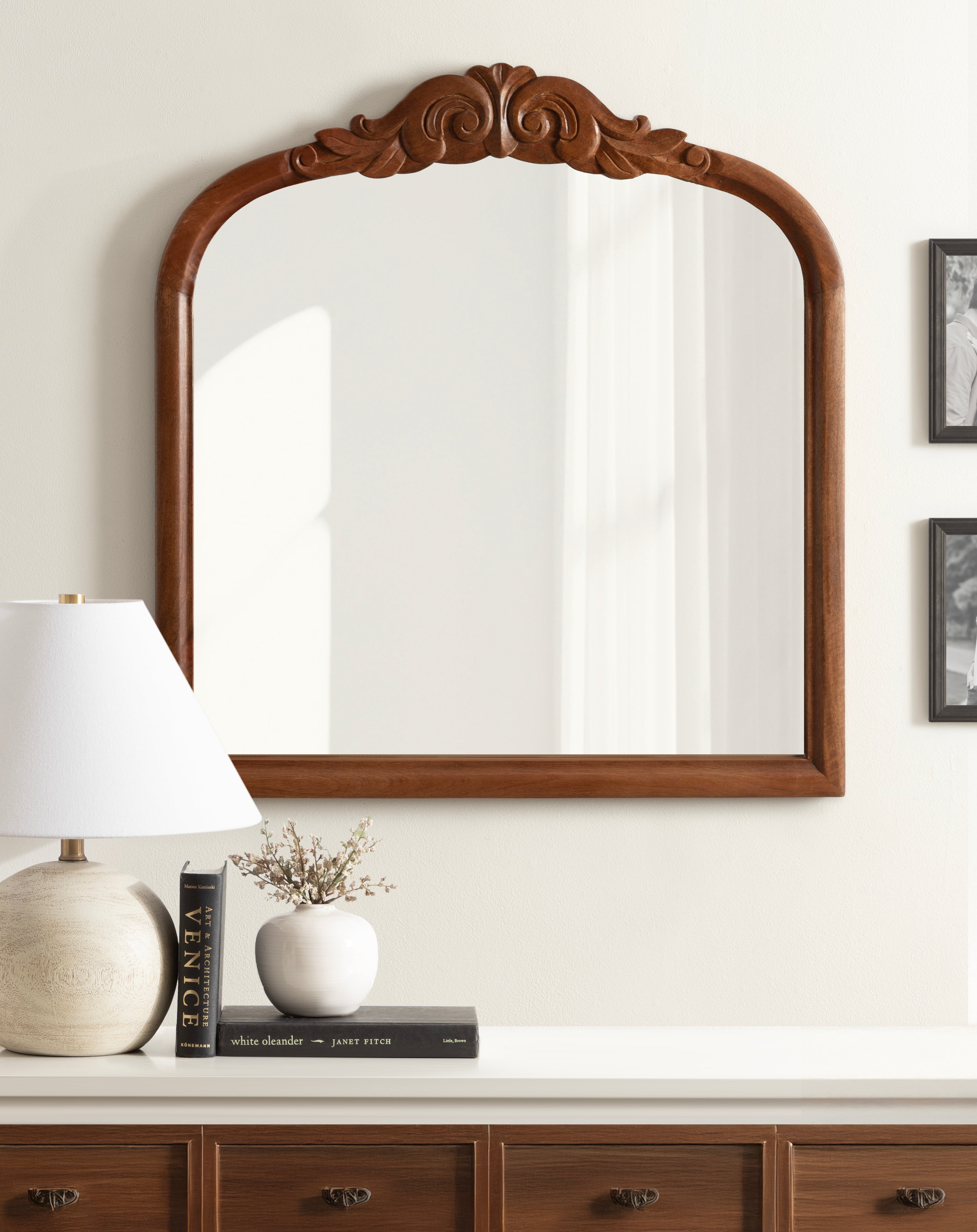 Arch Mirror Walnut Brown 28x30 7