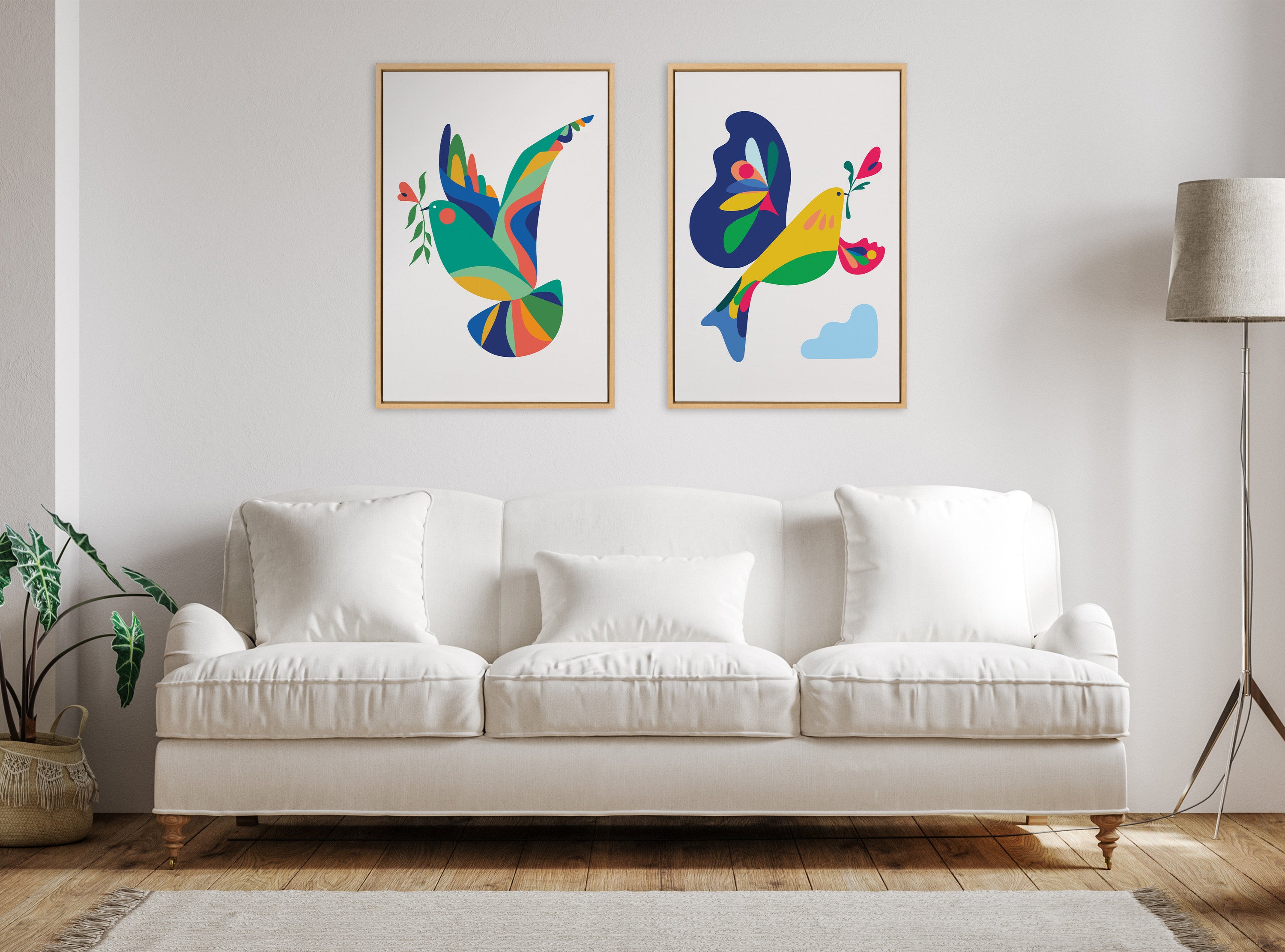 Sylvie Bird of Peace Framed Canvas by Rachel Lee of My Dream Wall