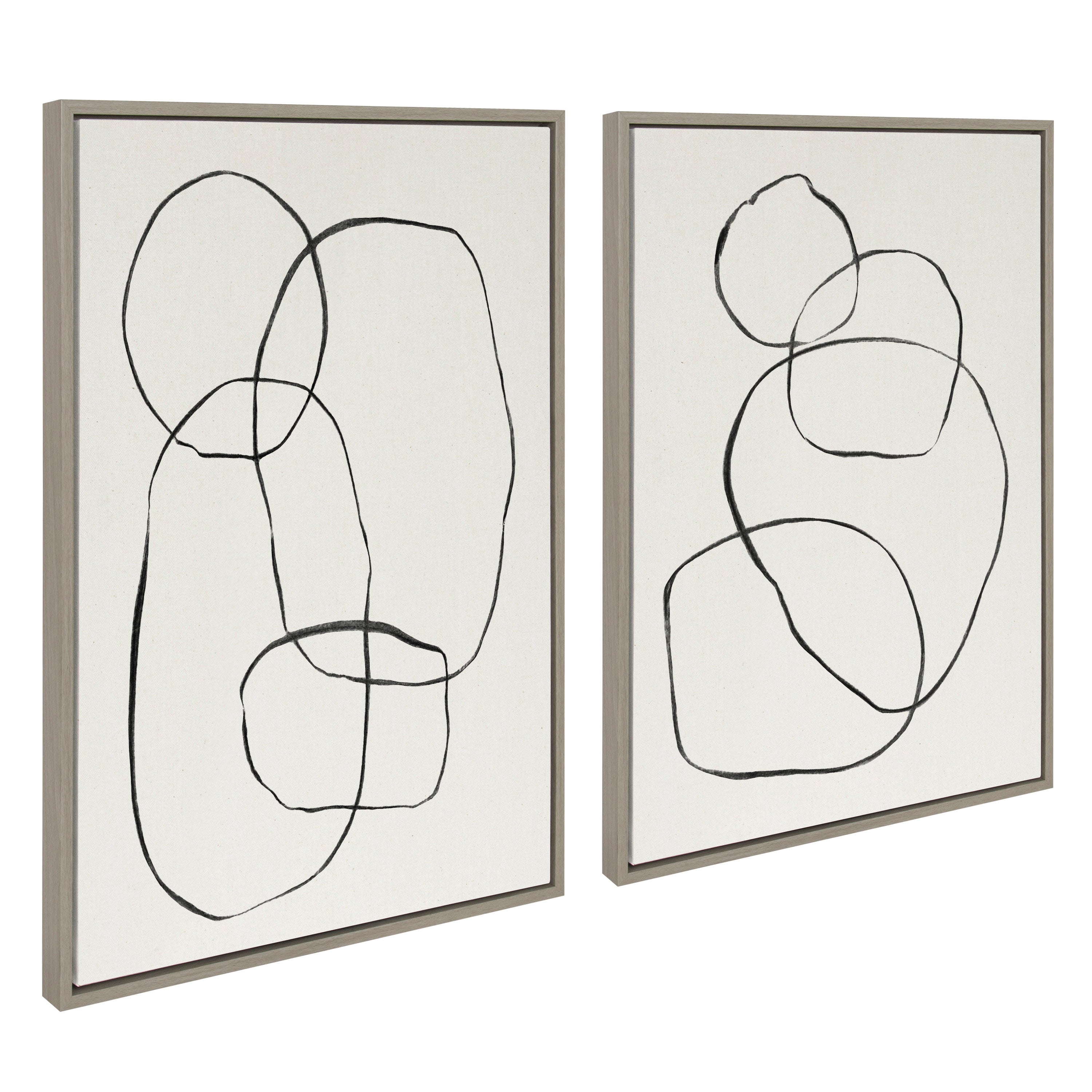 Sylvie Going in Circles Framed Textured Canvas Set by Teju Reval of SnazzyHues
