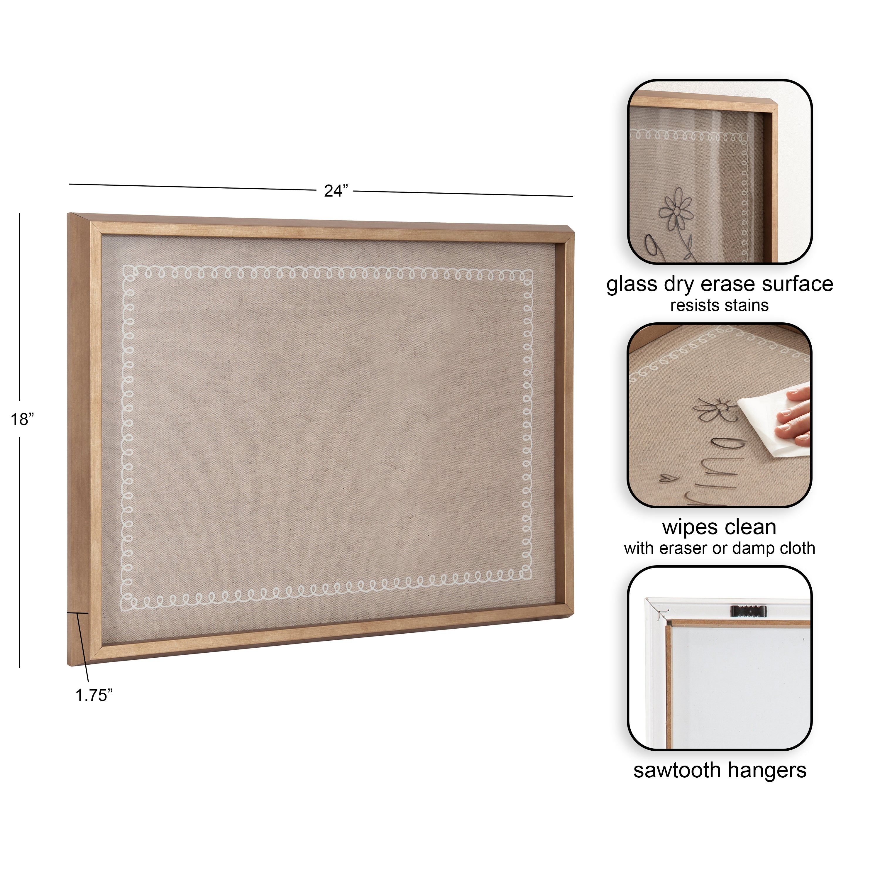 Dry Erase Board Blake Gold 24x18 2