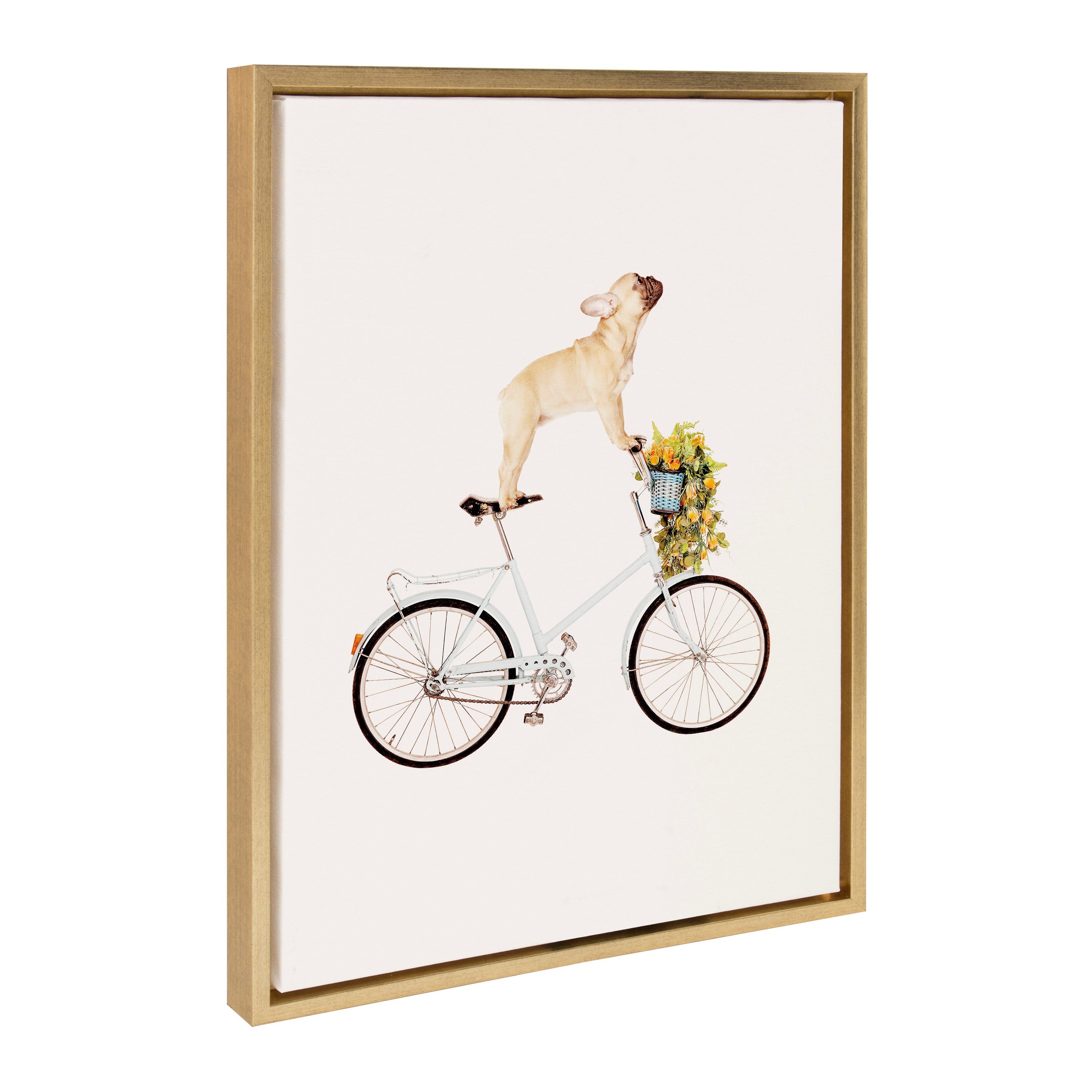 Sylvie Frenchie Bulldog on a Bicycle Framed Canvas by Amy Peterson Art Studio