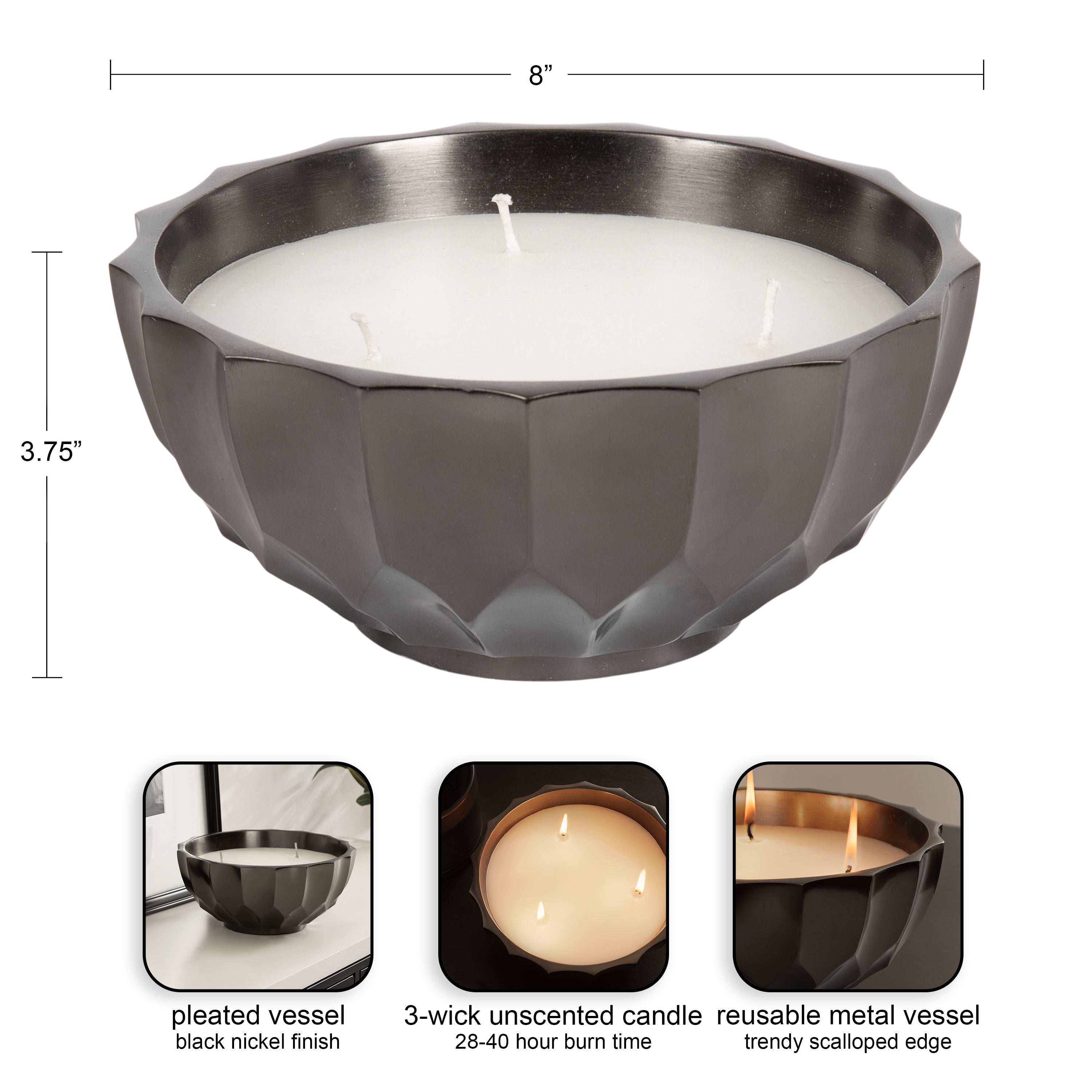 Candle Pewter 8" Diameter 2