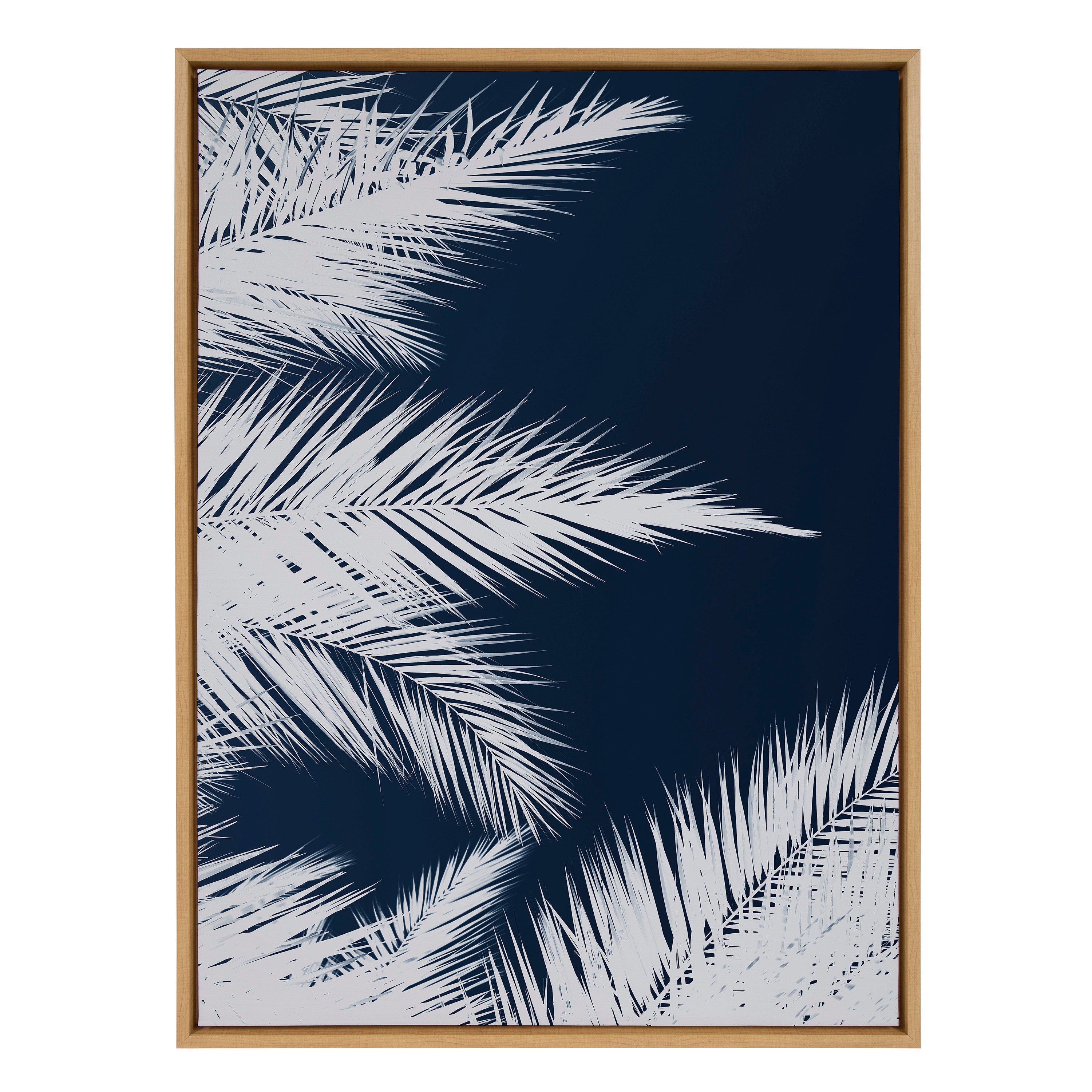 Sylvie Palm Cyanotype 1 Framed Canvas by Alicia Bock