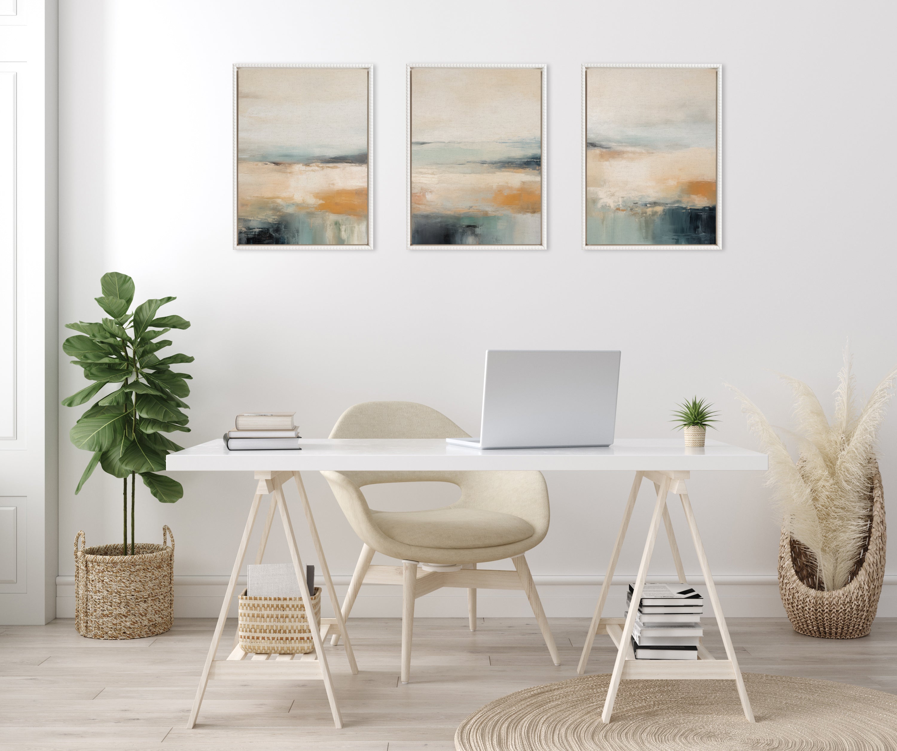 Art Set 3 Piece Set 18x24 Sylvie Beaded White 7