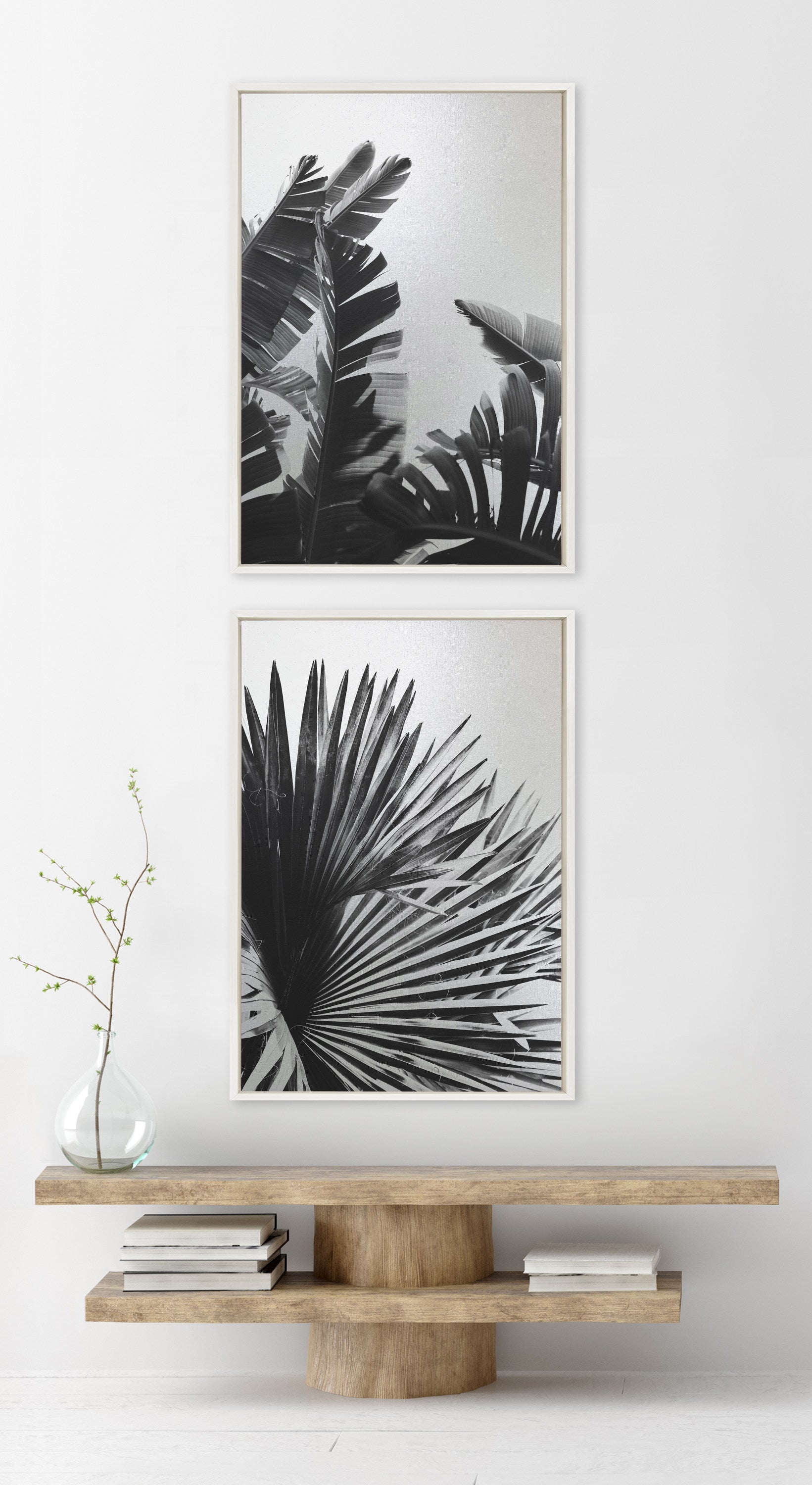 Sylvie Tropical Palms No. 2 and No. 8 Framed Canvas by Alicia Bock