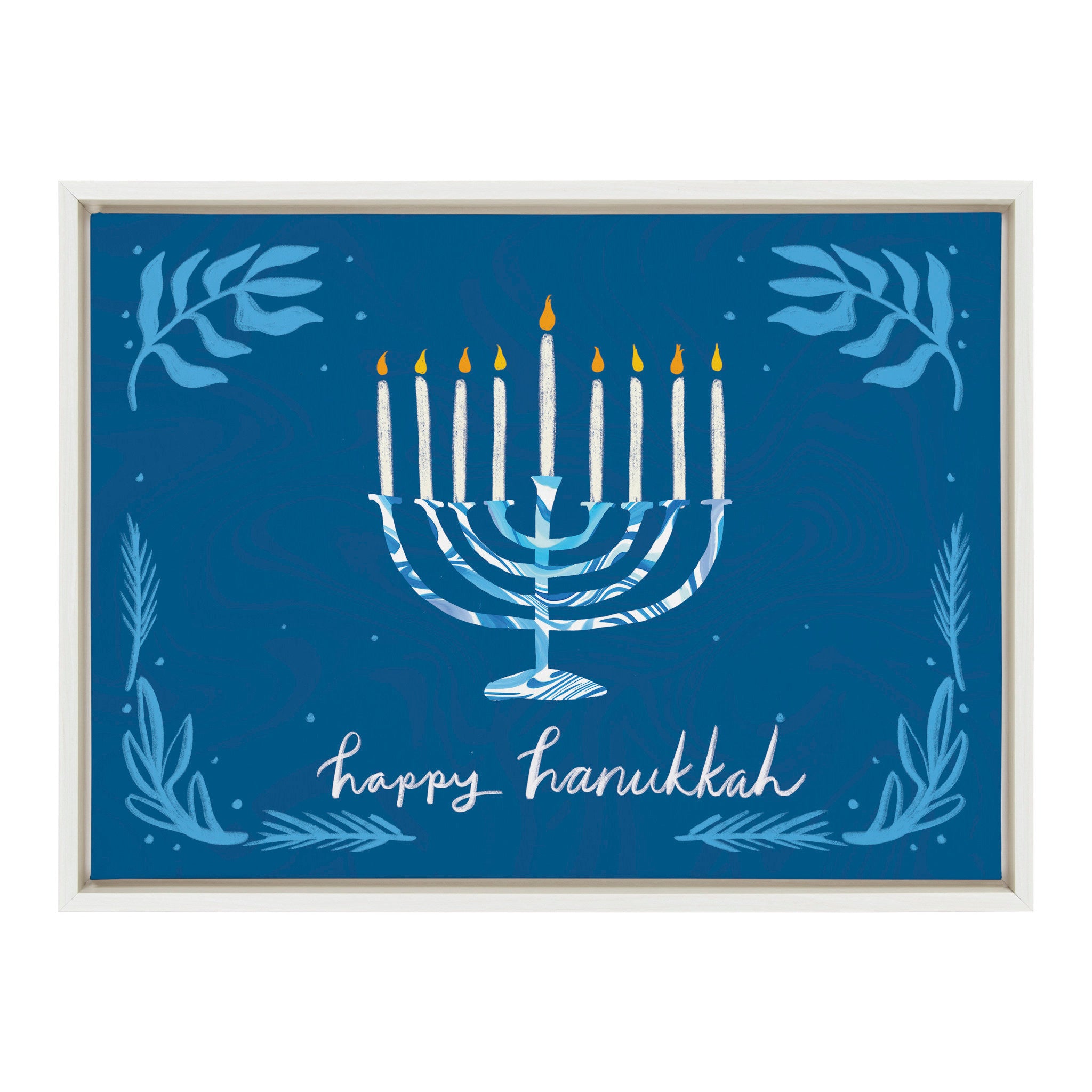 Sylvie Happy Hanukkah Framed Canvas by Jessi Raulet of Ettavee