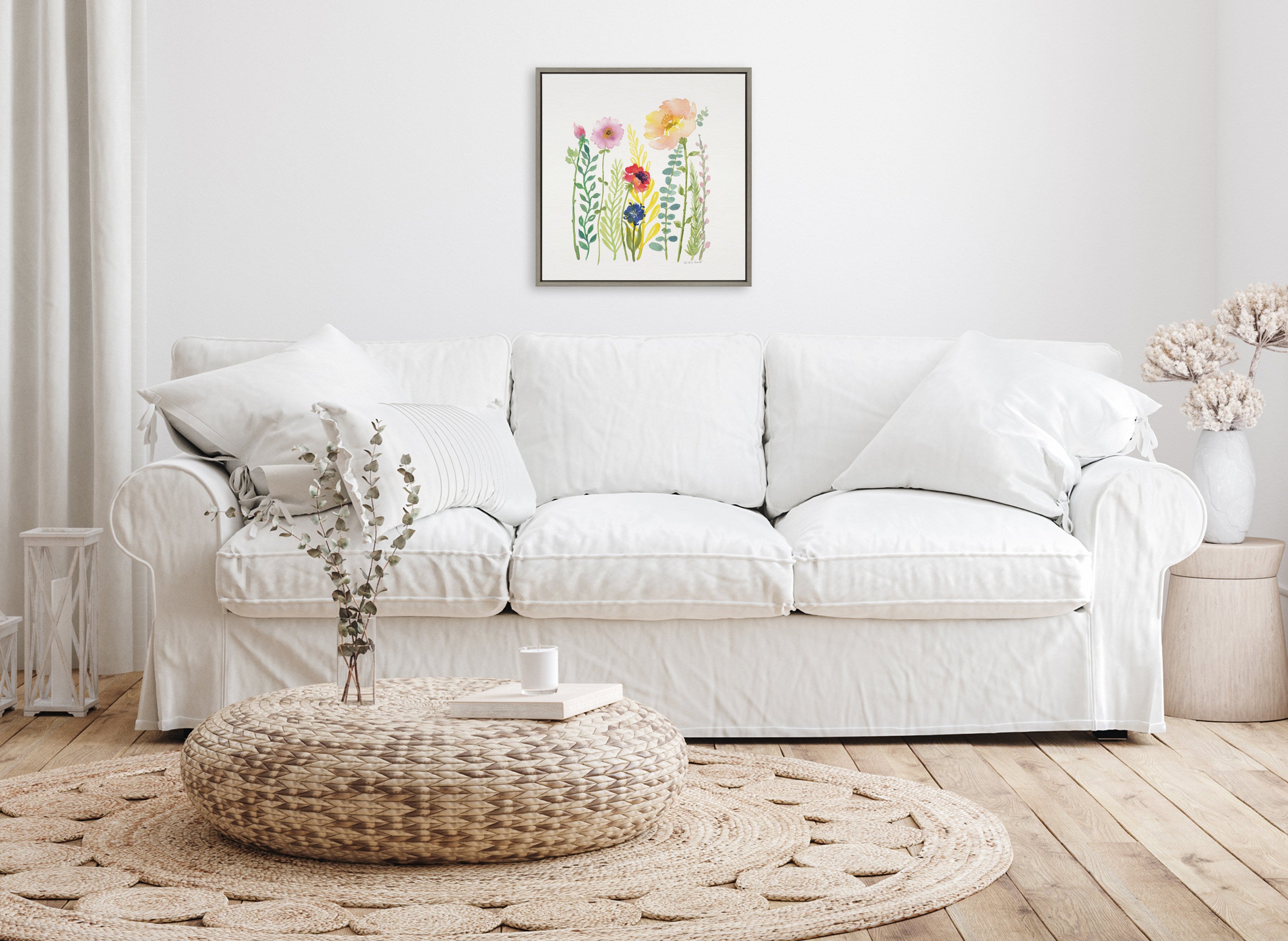 Sylvie Flowers and Ferns Framed Canvas by Patricia Shaw
