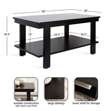 Coffee Table Black 36x20x19 2