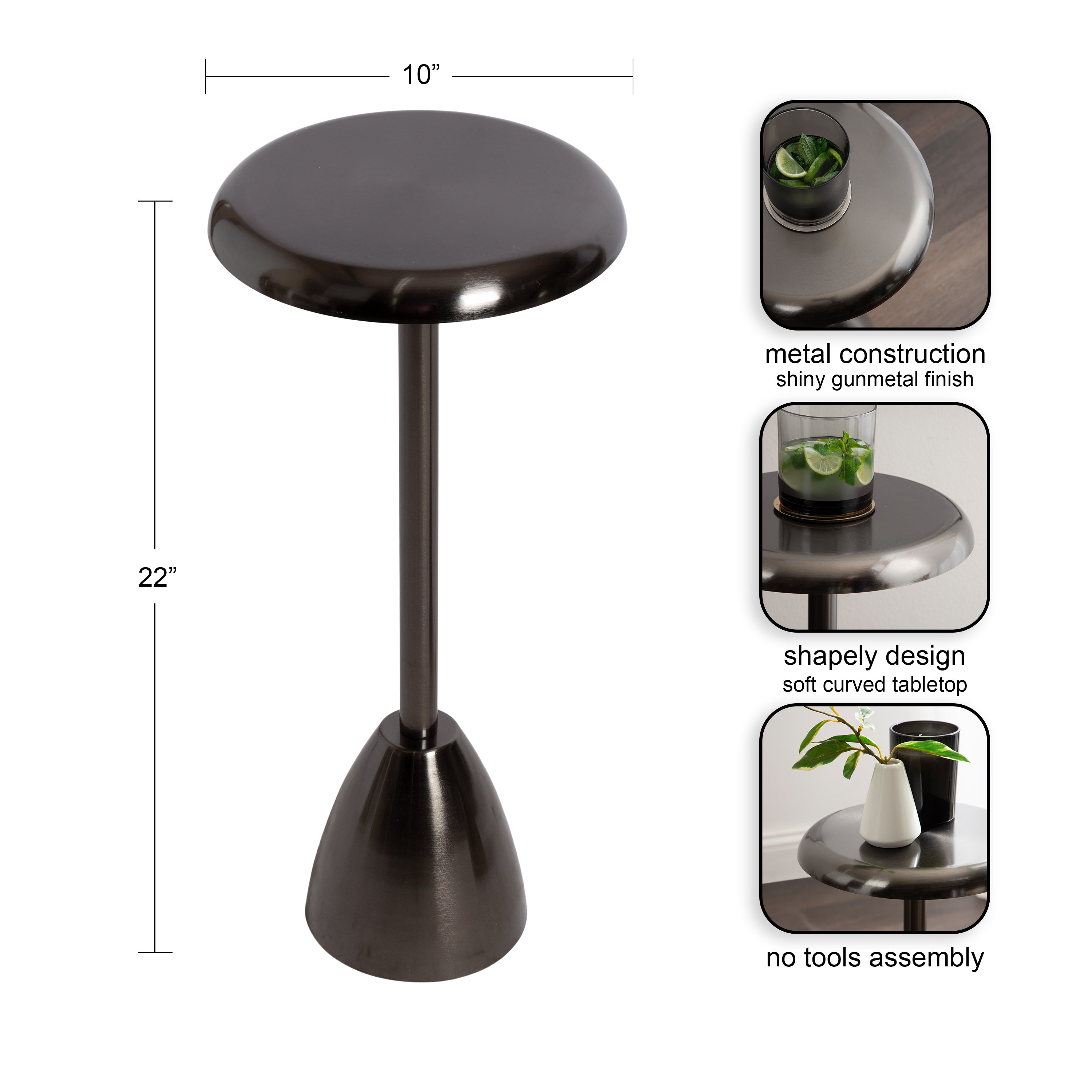 Drink Table Pewter 10x10x22 2