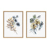 Sylvie Yellow Roses and Muted Blue Flowers Framed Canvas Art Set by Sara Berrenson