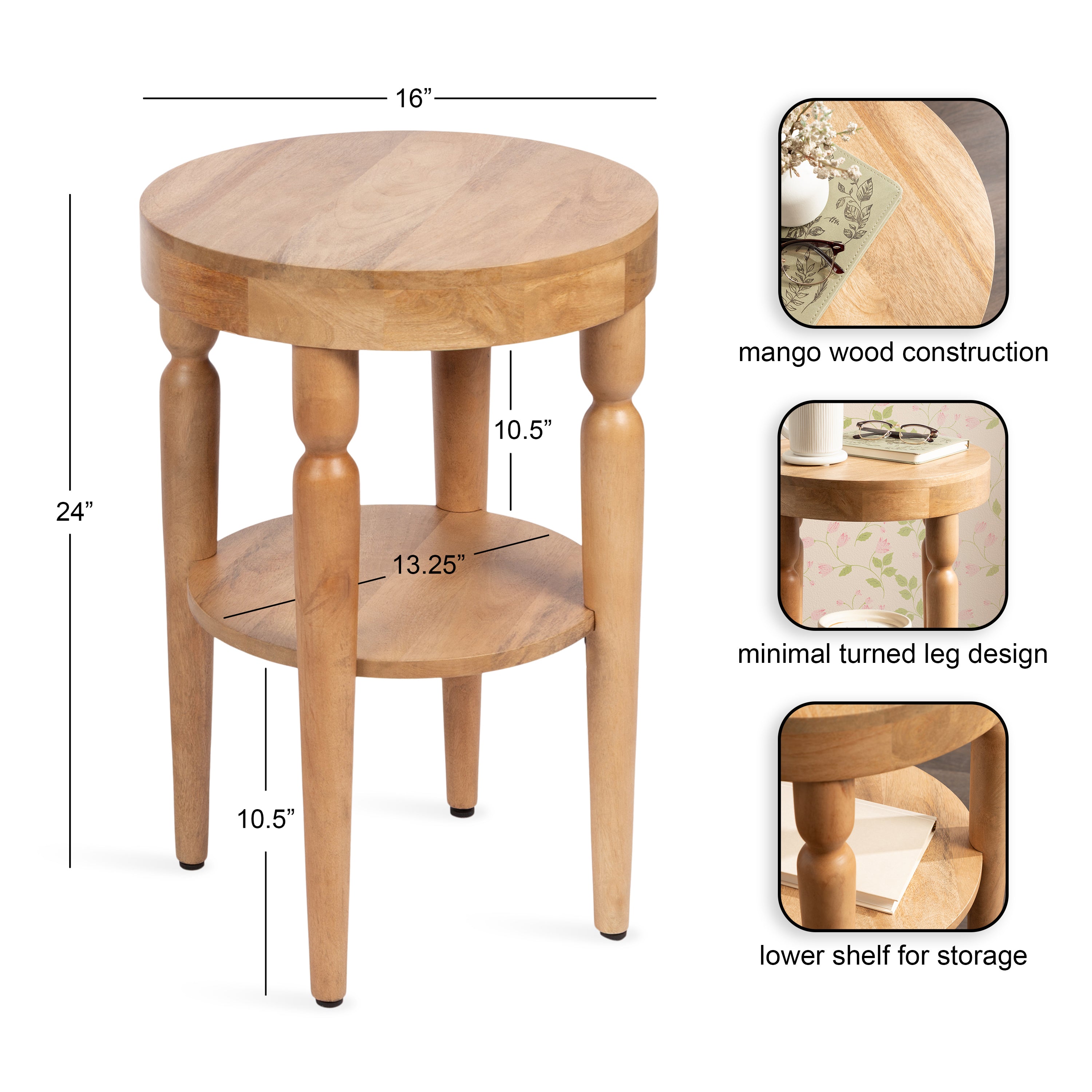 Side Table Natural Biscuit 16x16x24 2