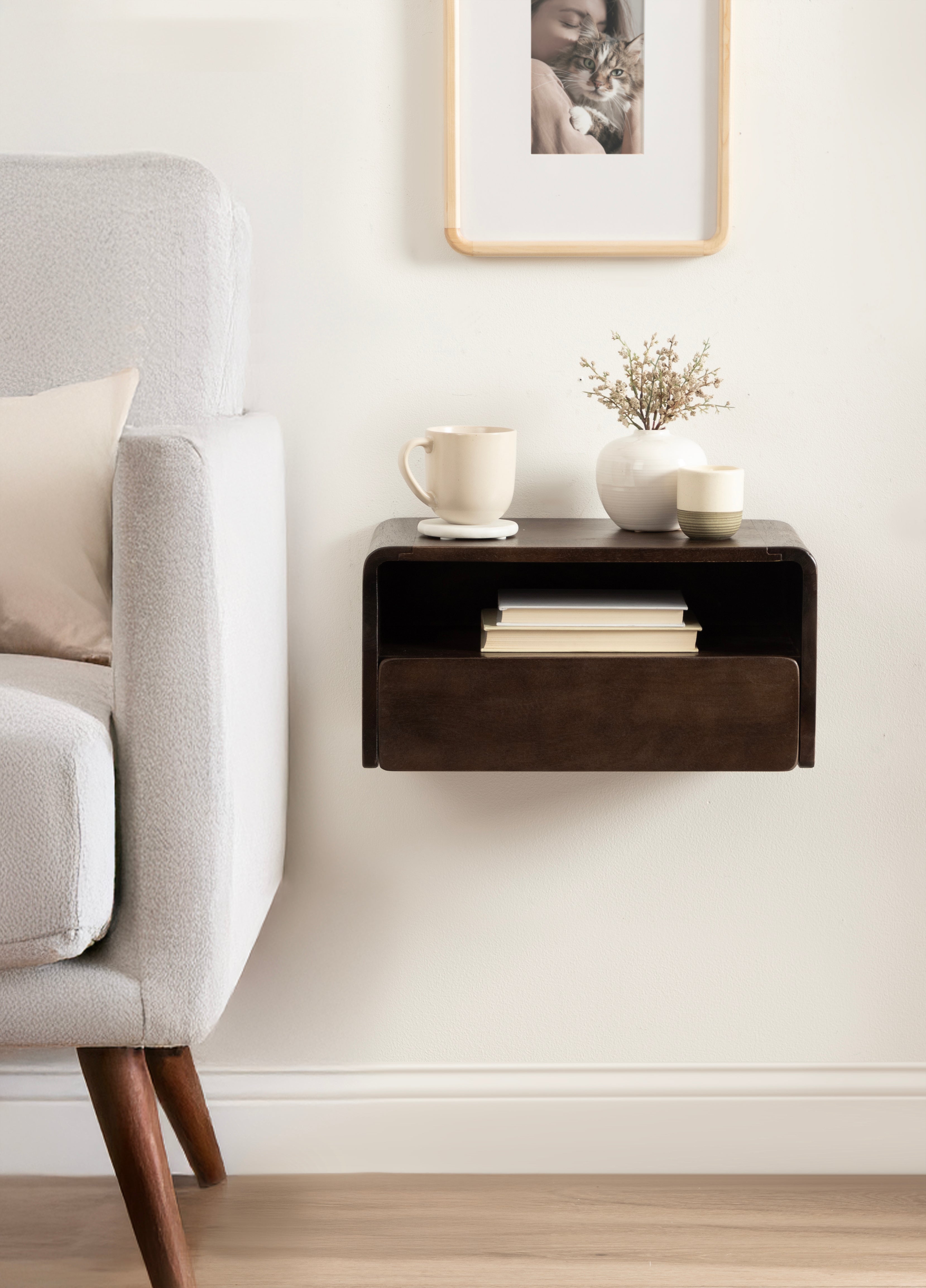 Floating Side Table Dark Brown 18x10x9 8