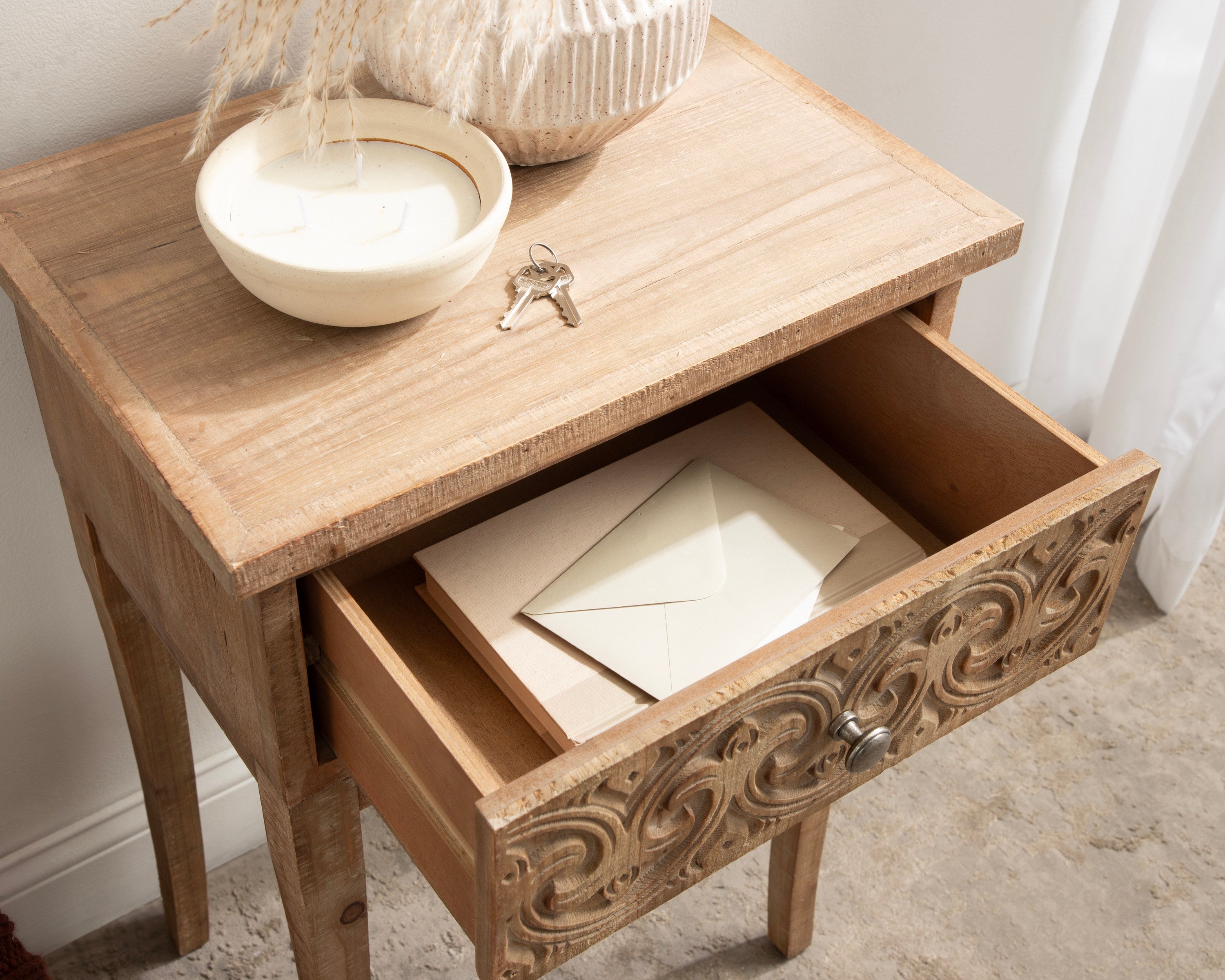 Cassetta Wood Side Table