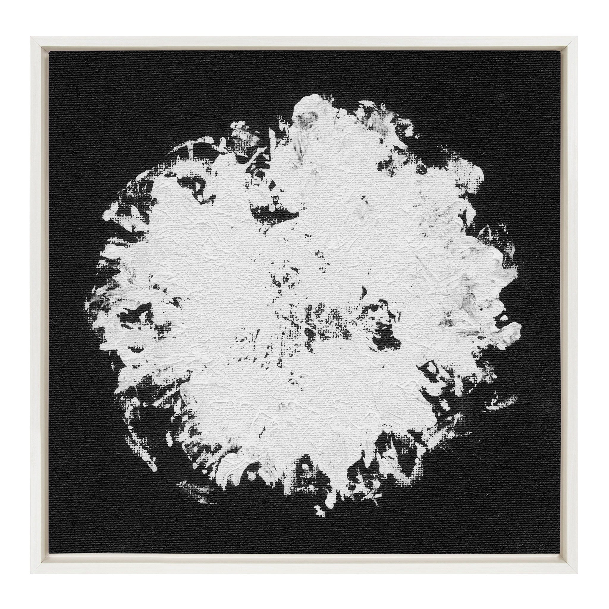 Sylvie Abstract Round Black and White BW Invert Framed Canvas by Mentoring Positives