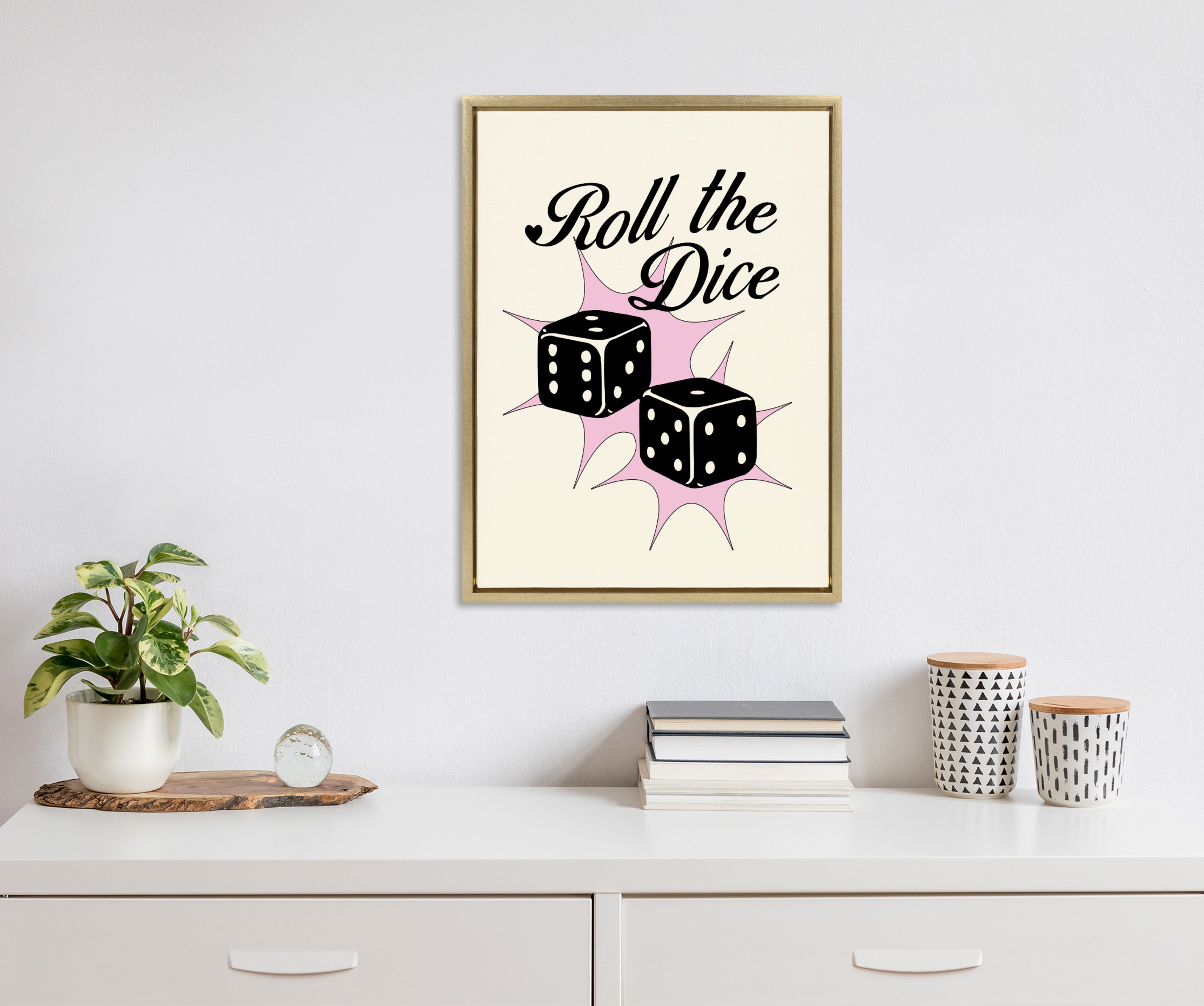 Sylvie Roll The Dice Pink Framed Canvas by Alli Standefer