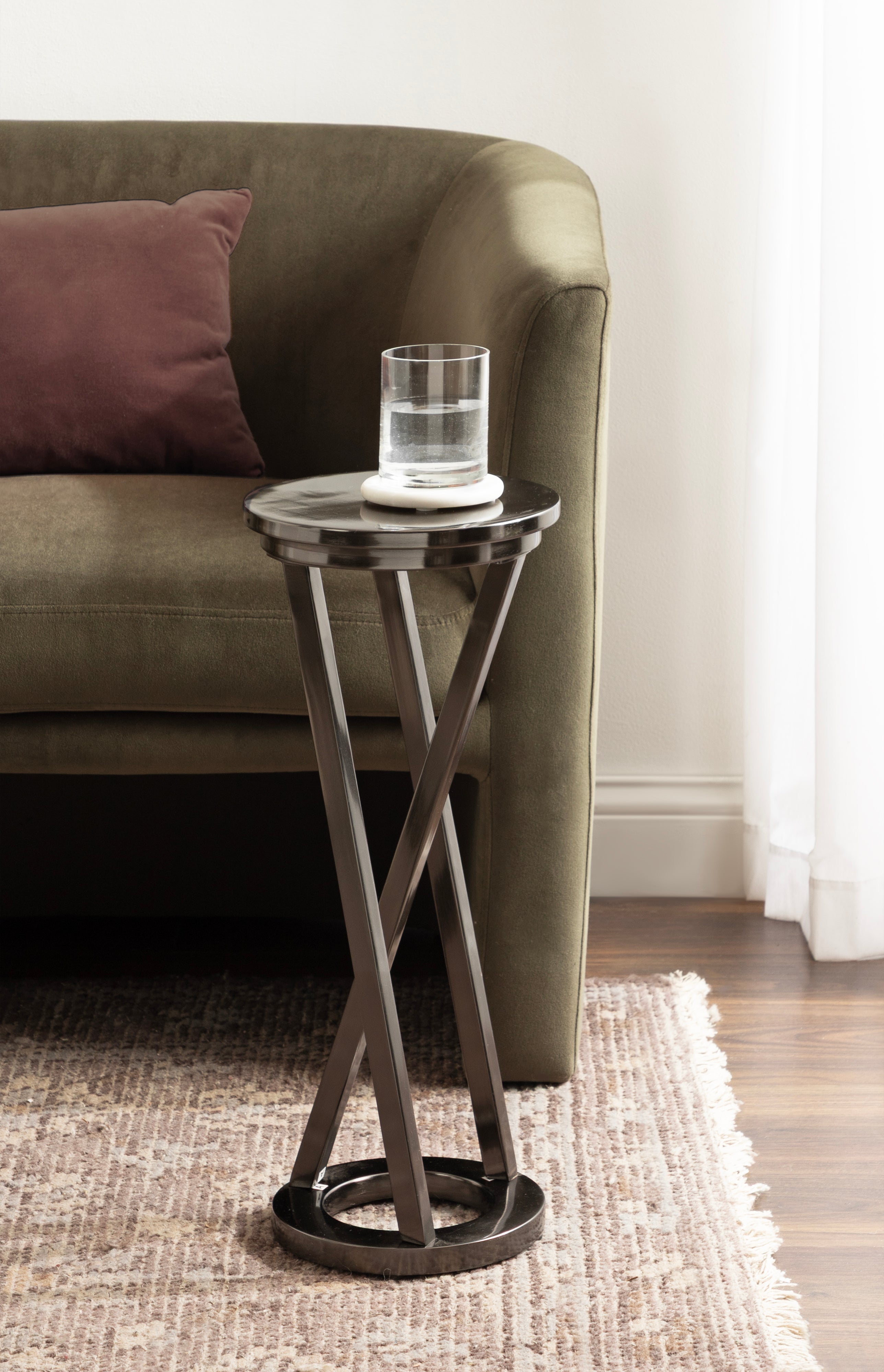 Drink Table Pewter 9x9x22 6