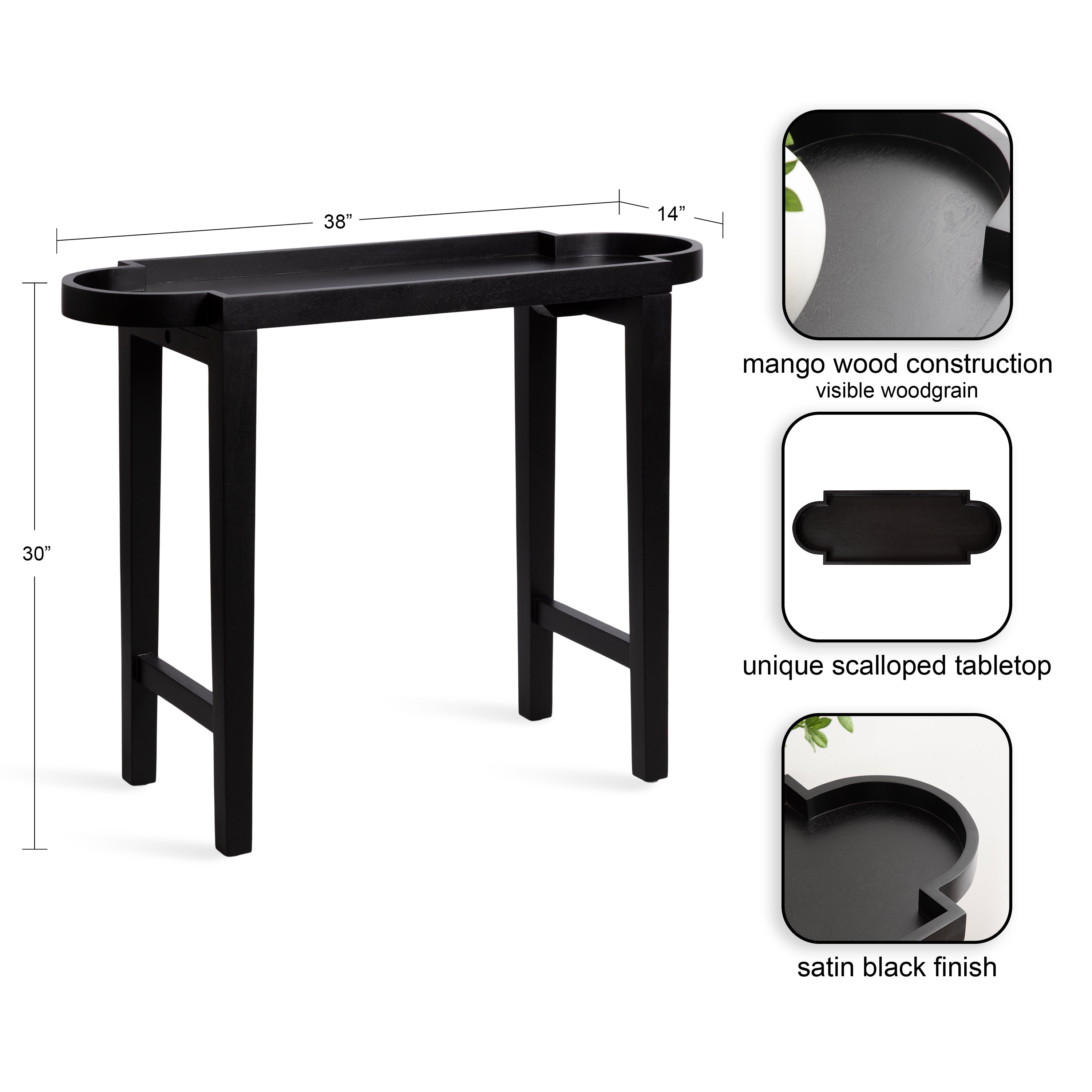 Console Table Black 38x14x30 2