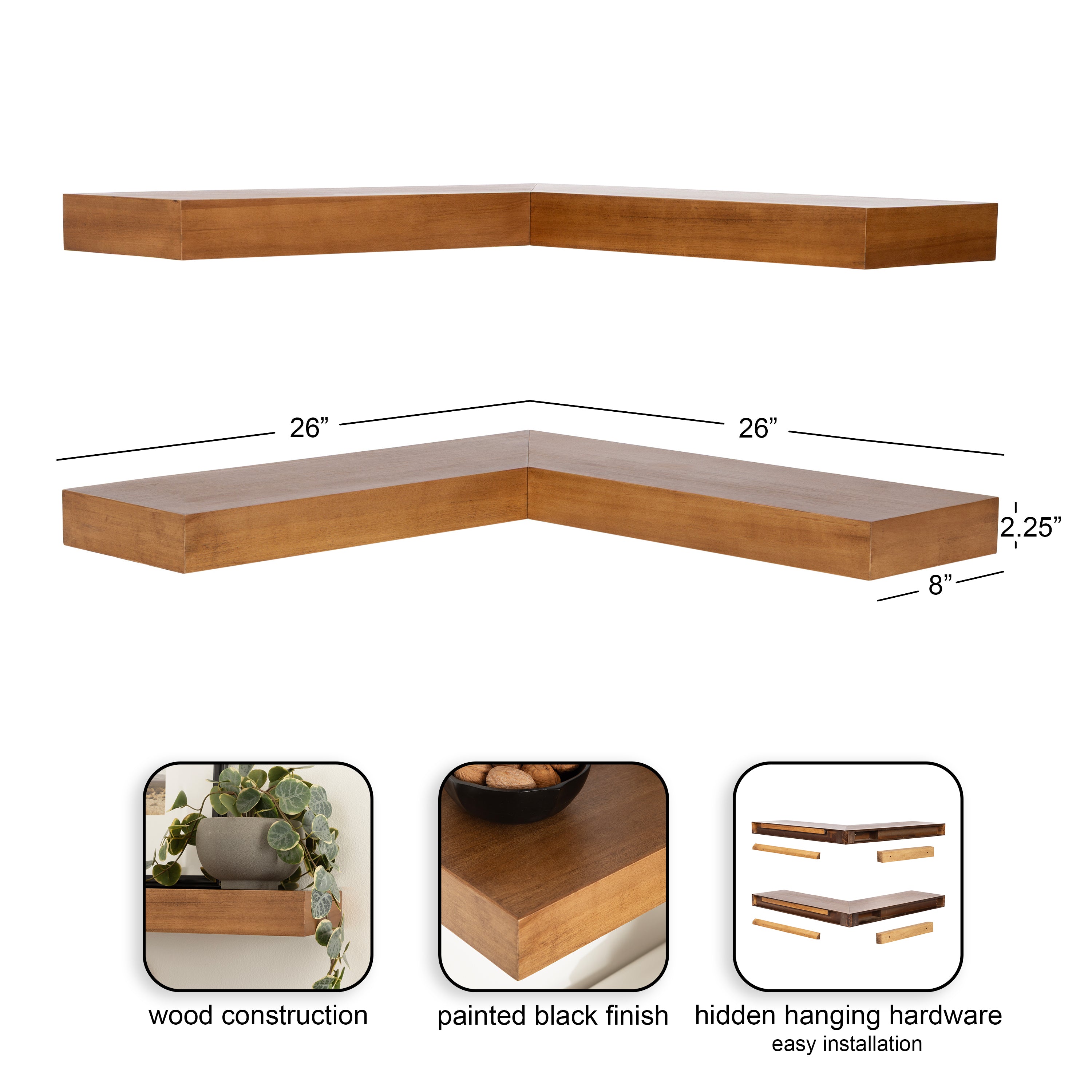 Floating Shelf 2 piece Rustic Brown 2